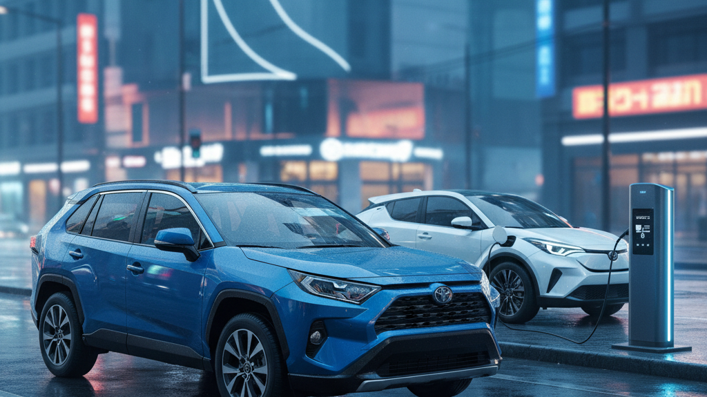 Editorial, photo-realistic HERO for an automotive daily news article titled "Toyota RAV4 Price Hike and C-HR EV Launch Confirmed – Daily Car News (202