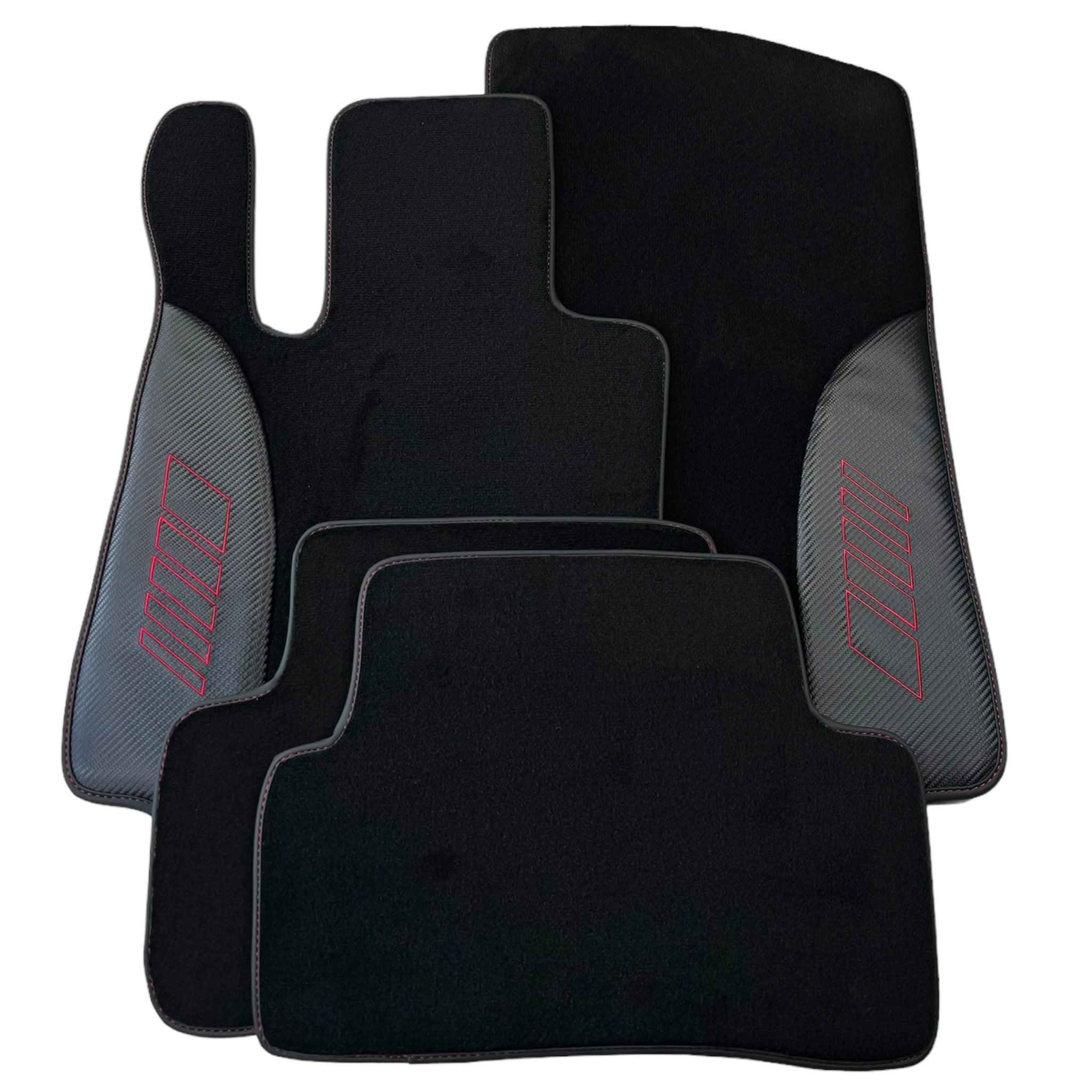 Black Floor Mats for Mercedes Benz C-Class W205 Sedan with Carbon Fiber | AutoWin Edition - AutoWin