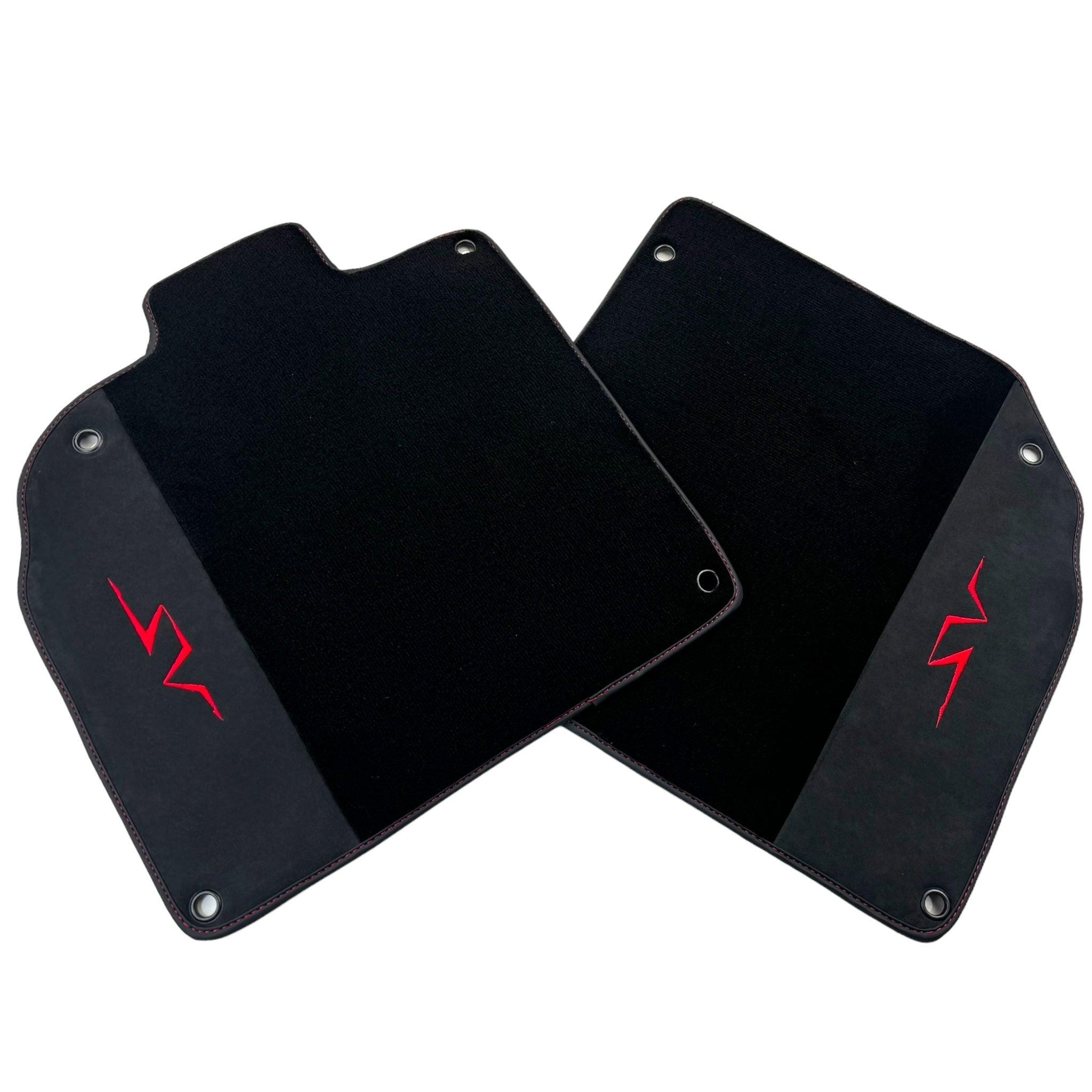 Black Floor Mats for Lamborghini Aventador SV with Alcantara Leather - AutoWin