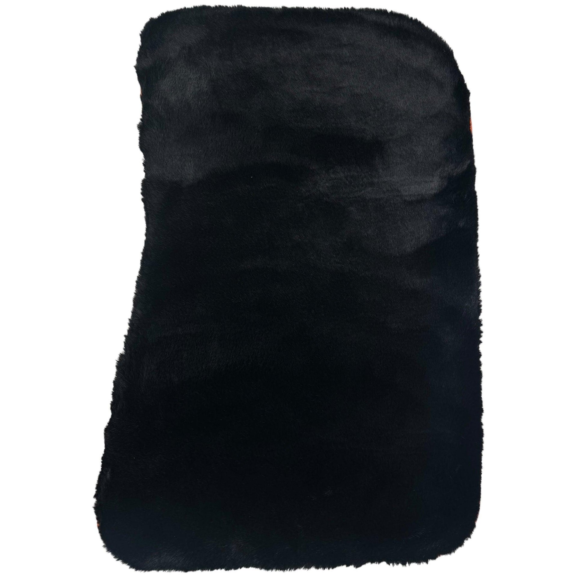 Black Sheepskin Floor Mats for Rolls-Royce Wraith (2013–2023) Orange Leather Trim - AutoWin