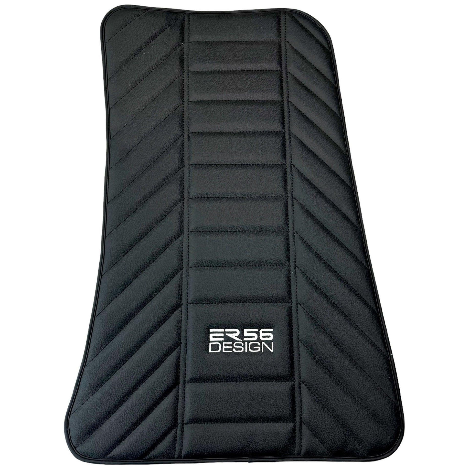 Black Leather Floor Mats for Rolls Royce Cullinan (2018-2023) ER56 Design - AutoWin
