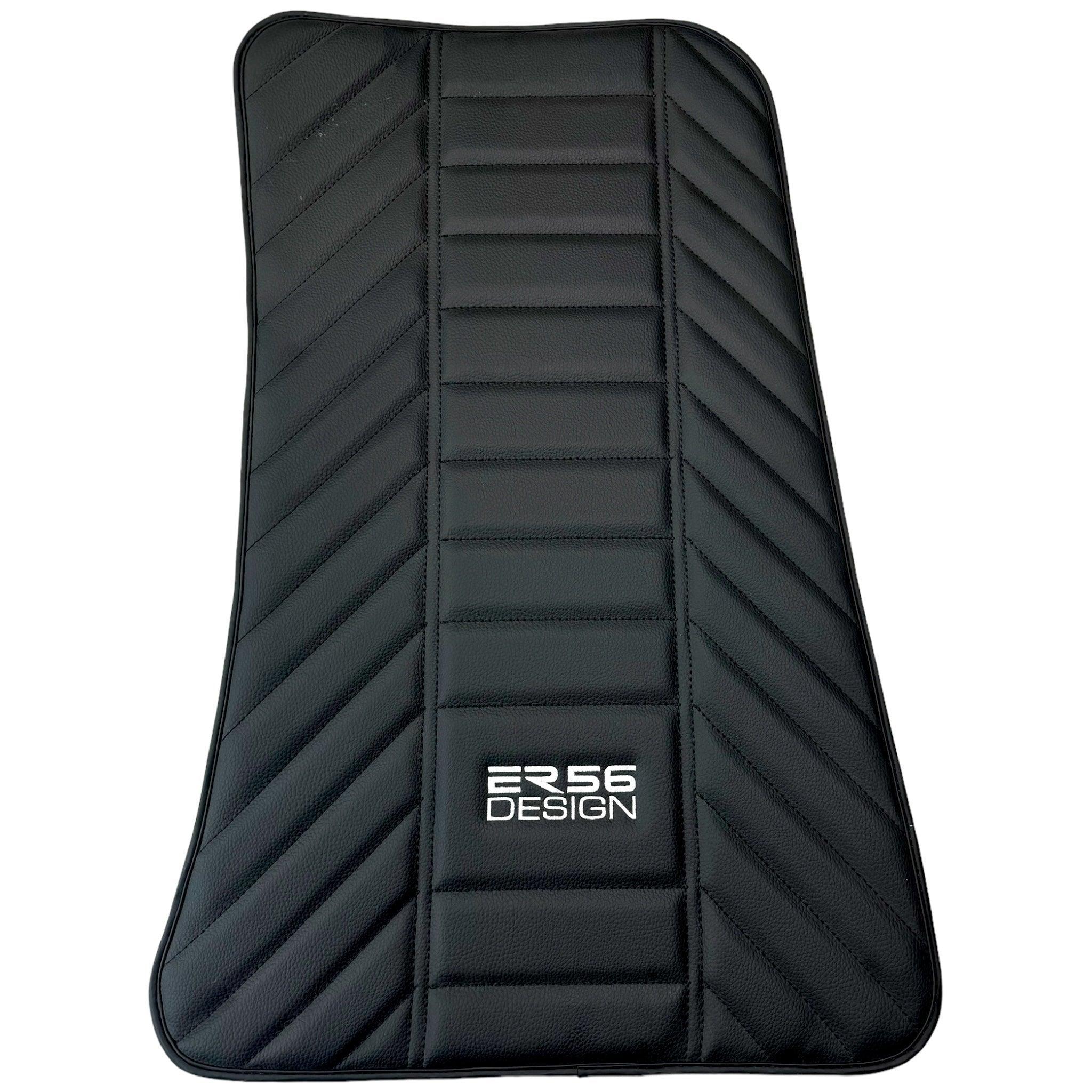 Black Leather Floor Mats for Rolls Royce Cullinan (2018-2023) ER56 Design - AutoWin