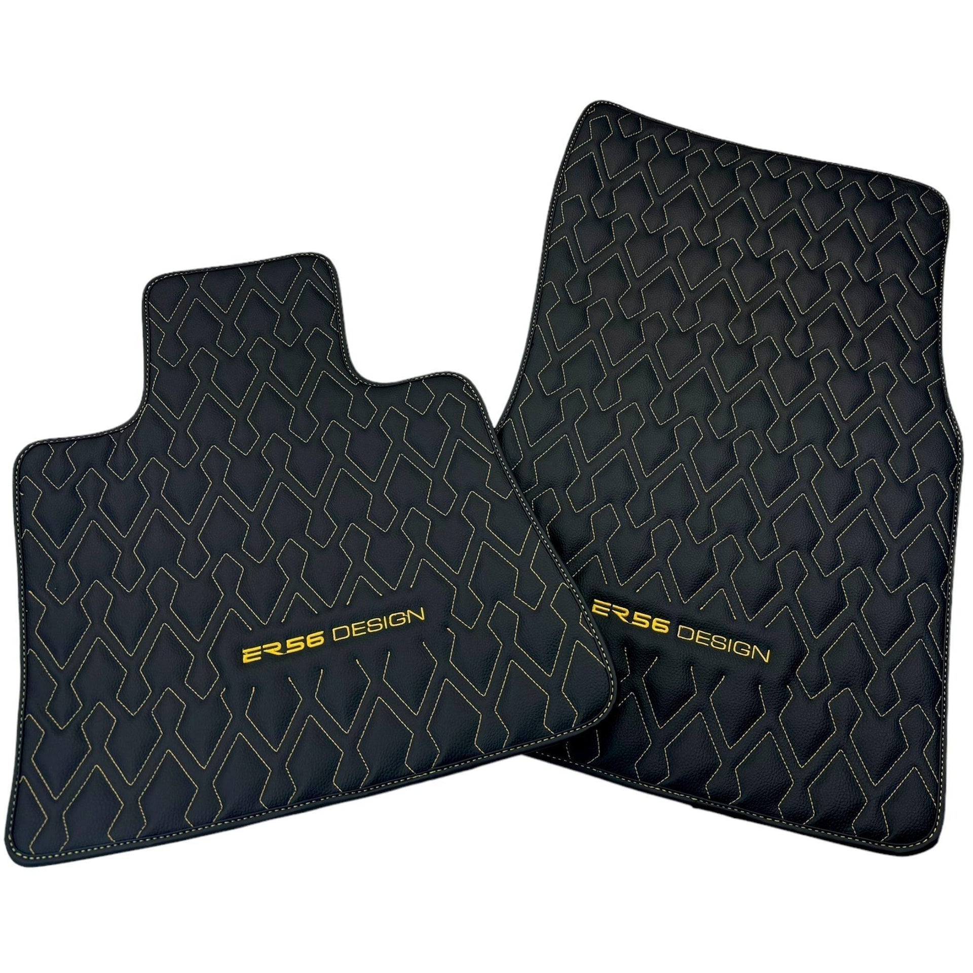 Black Leather Floor Mats for Rolls-Royce Shadow (1965-1977) ER56 Design - AutoWin