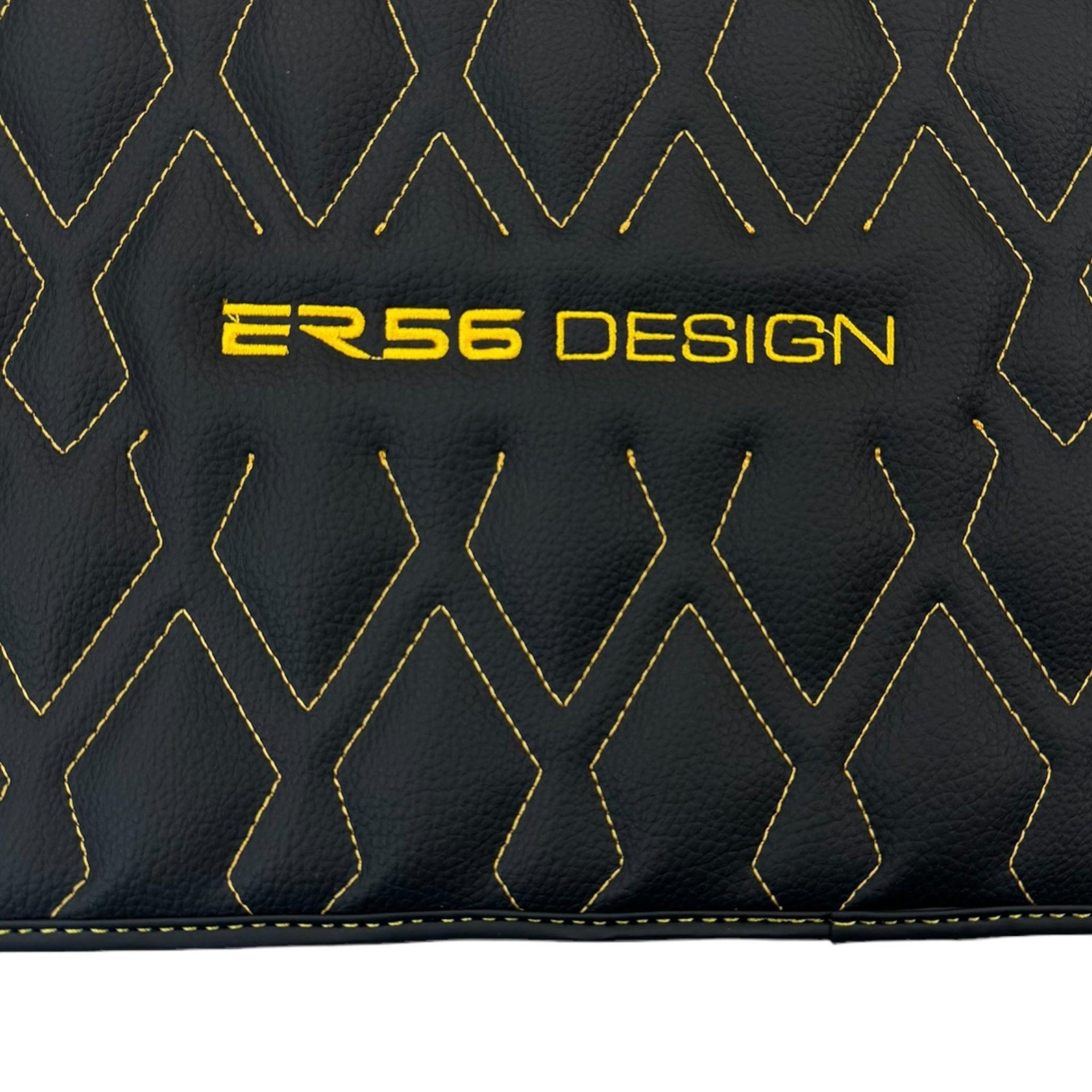 Black Leather Floor Mats for Rolls-Royce Cullinan RR31 (2018-2023) ER56 Design - AutoWin