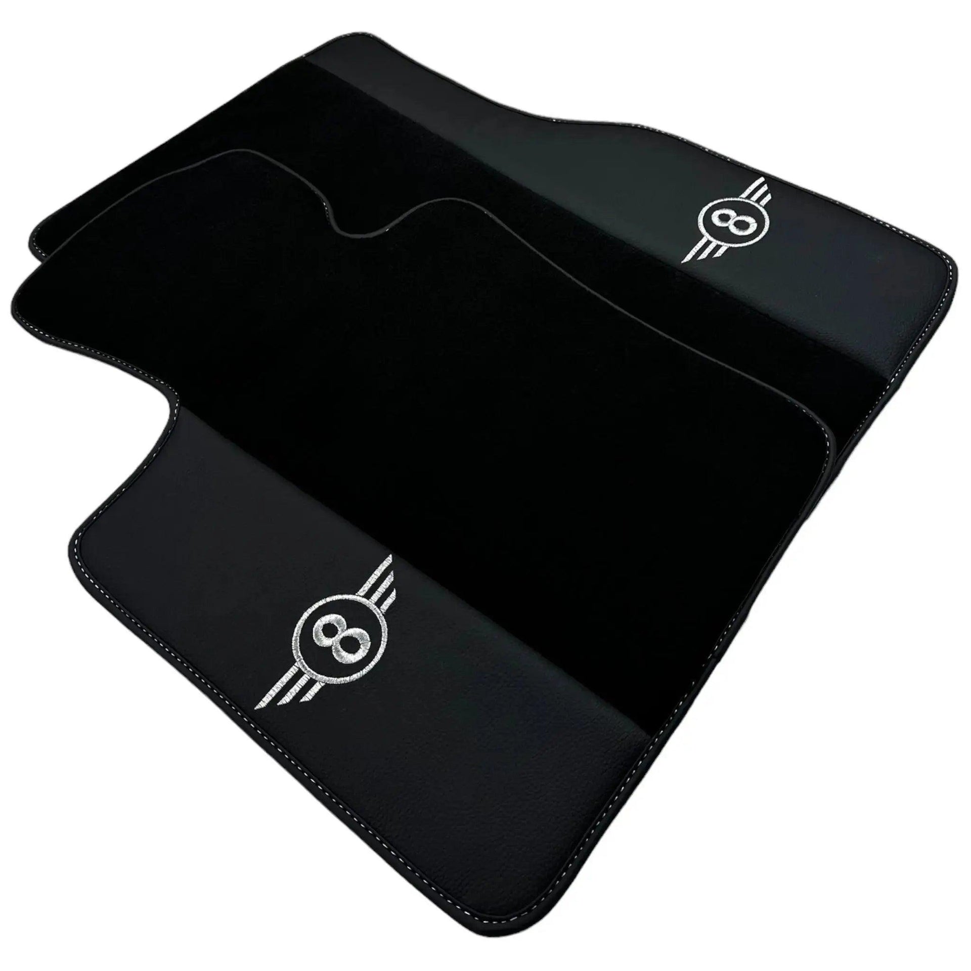 Black Floor Mats for Mini Cabrio F57 Convertible (2016-2023) with Leather - AutoWin