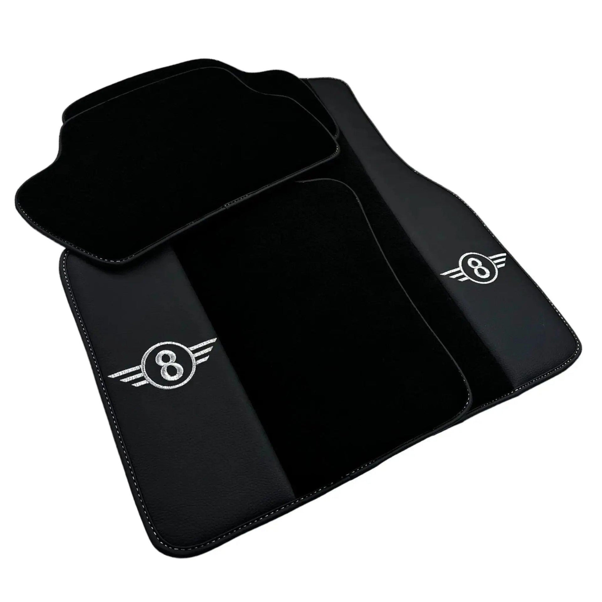 Black Floor Mats for Mini Cabrio R52 Convertible (2004-2009) with Leather - AutoWin
