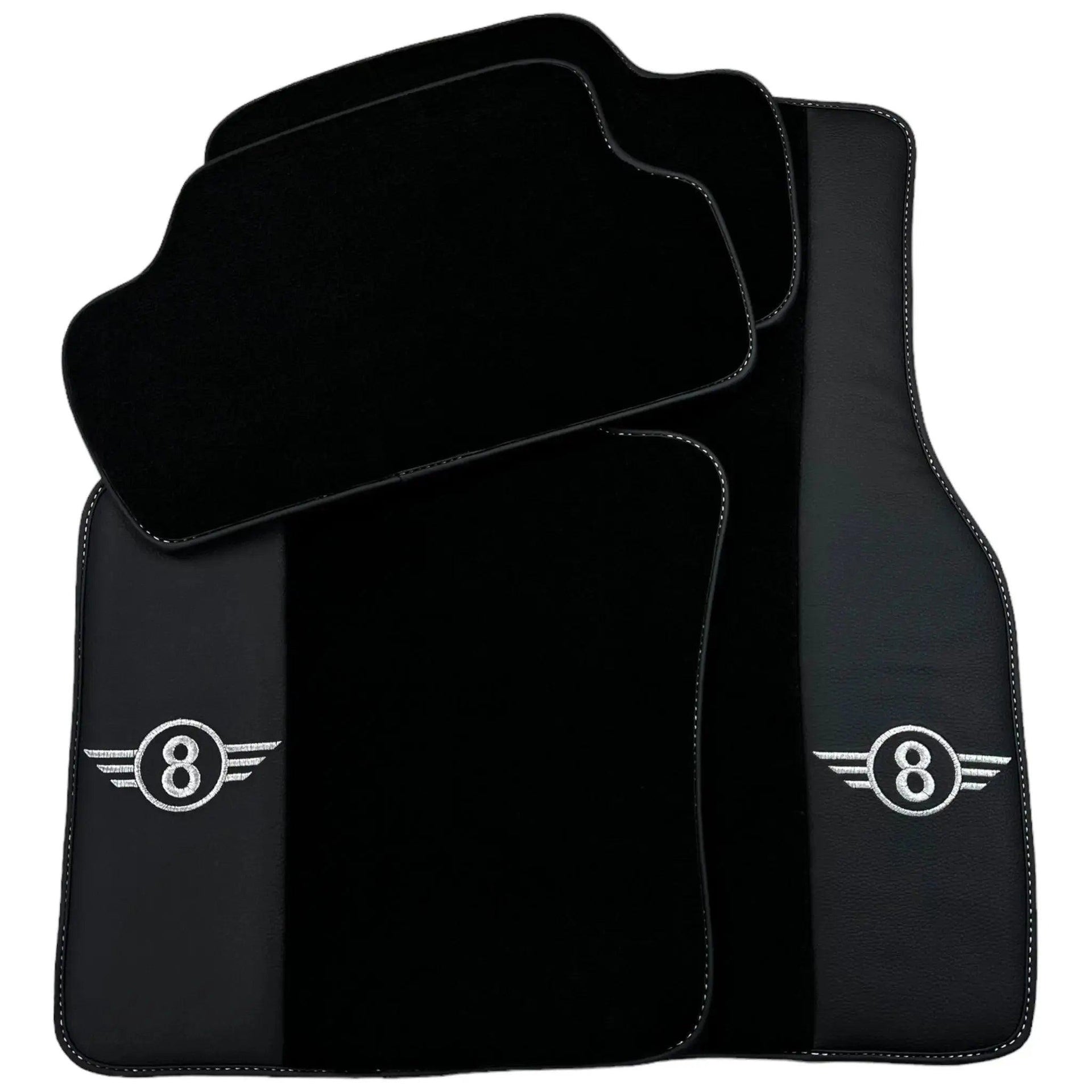 Black Floor Mats for Mini Countryman F60 Hybrid (2020-2023) with Leather - AutoWin