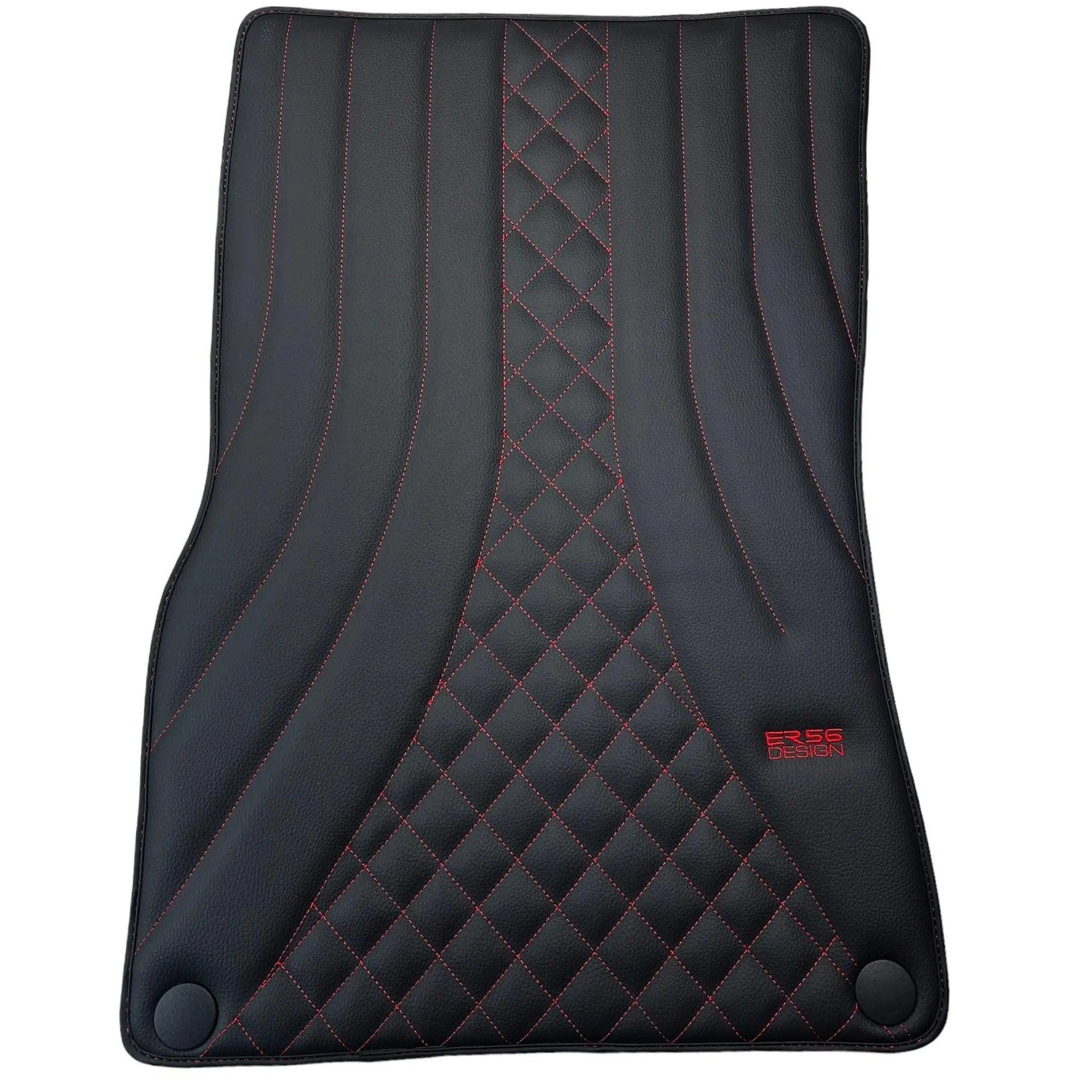 Black Leather Floor Mats For Mercedes Benz EQC-Class N293 (2019-2023) | ER56 Design - AutoWin