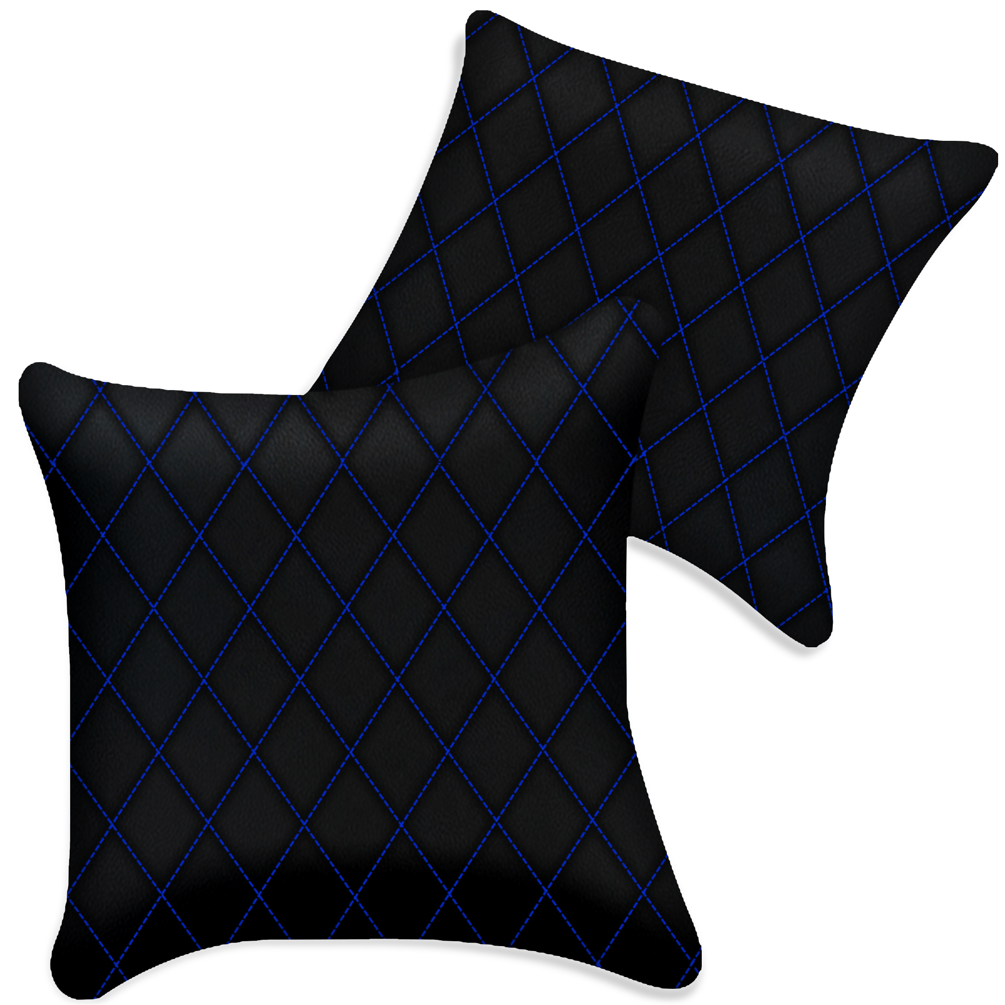 Customizable Black Leather Pillows Set of 2 for All Vehicles | Single Diamond Pattern