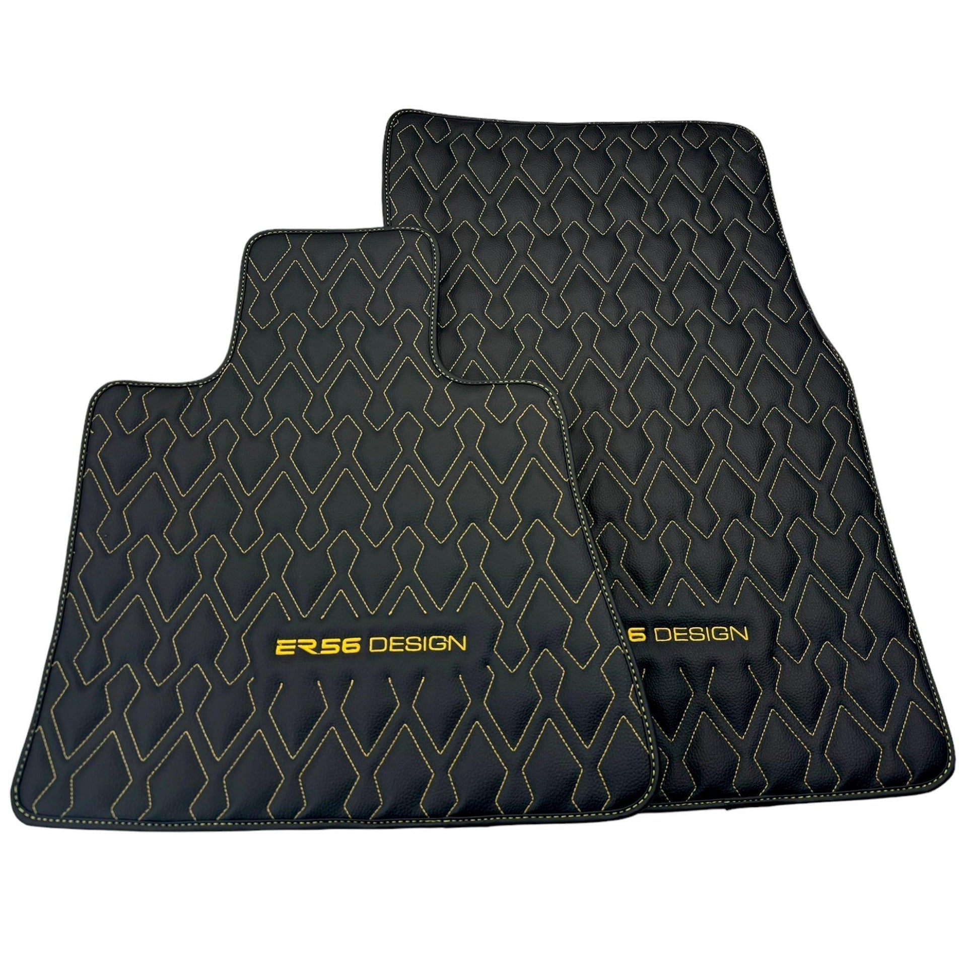 Black Leather Floor Mats for Rolls-Royce Wraith (2013–2023) ER56 Design - AutoWin