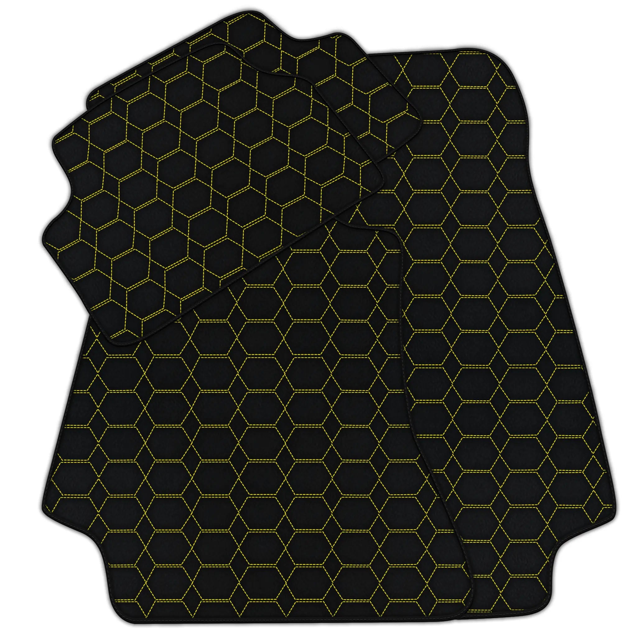 Customizable Leather Floor Mats with Hexagon Hex Pattern for Mercedes Benz A-Class W177 Hybrid (2019-2023)