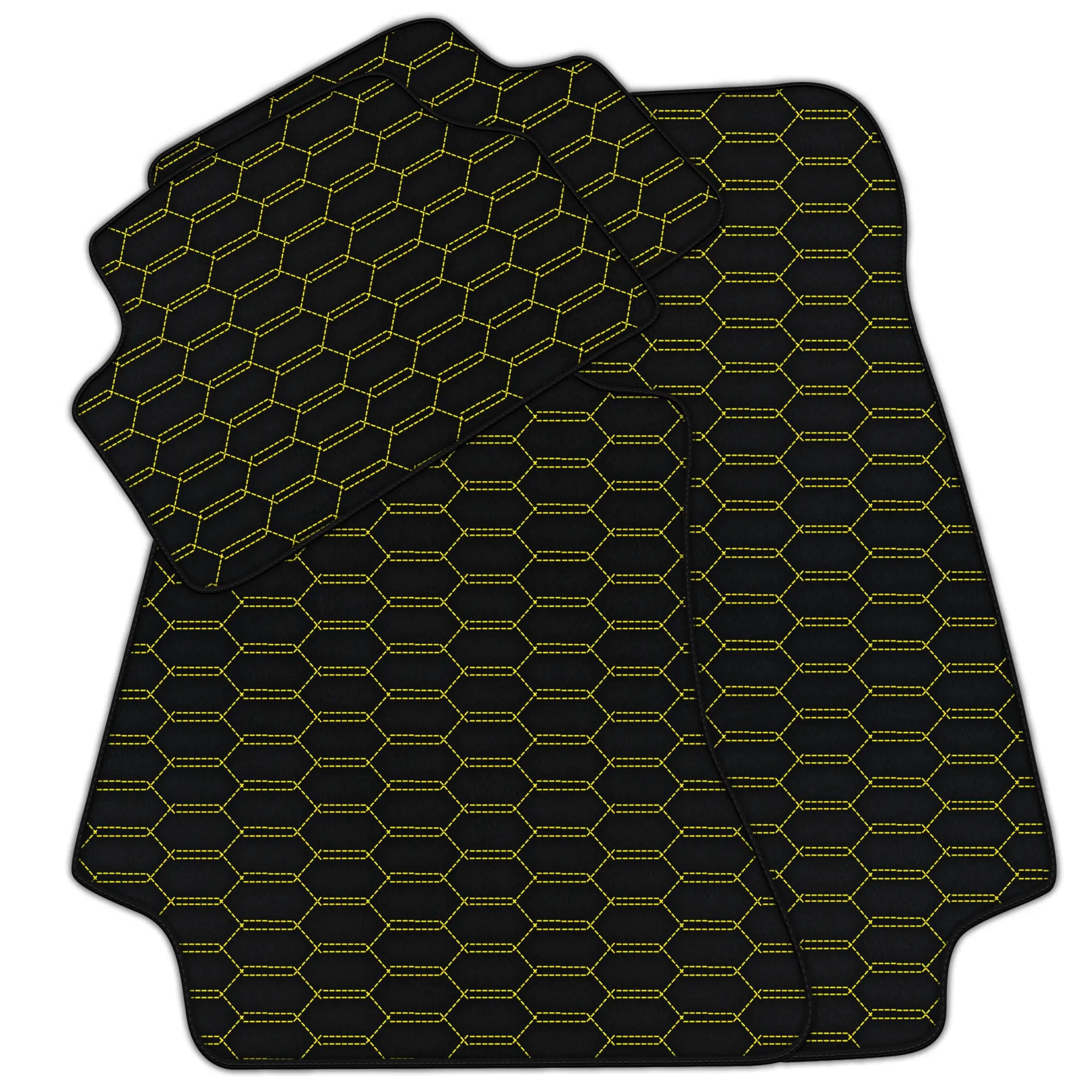 Customizable Leather Floor Mats with Interlaced Hex Pattern for Mercedes Benz A-Class W177 Hybrid (2019-2023)