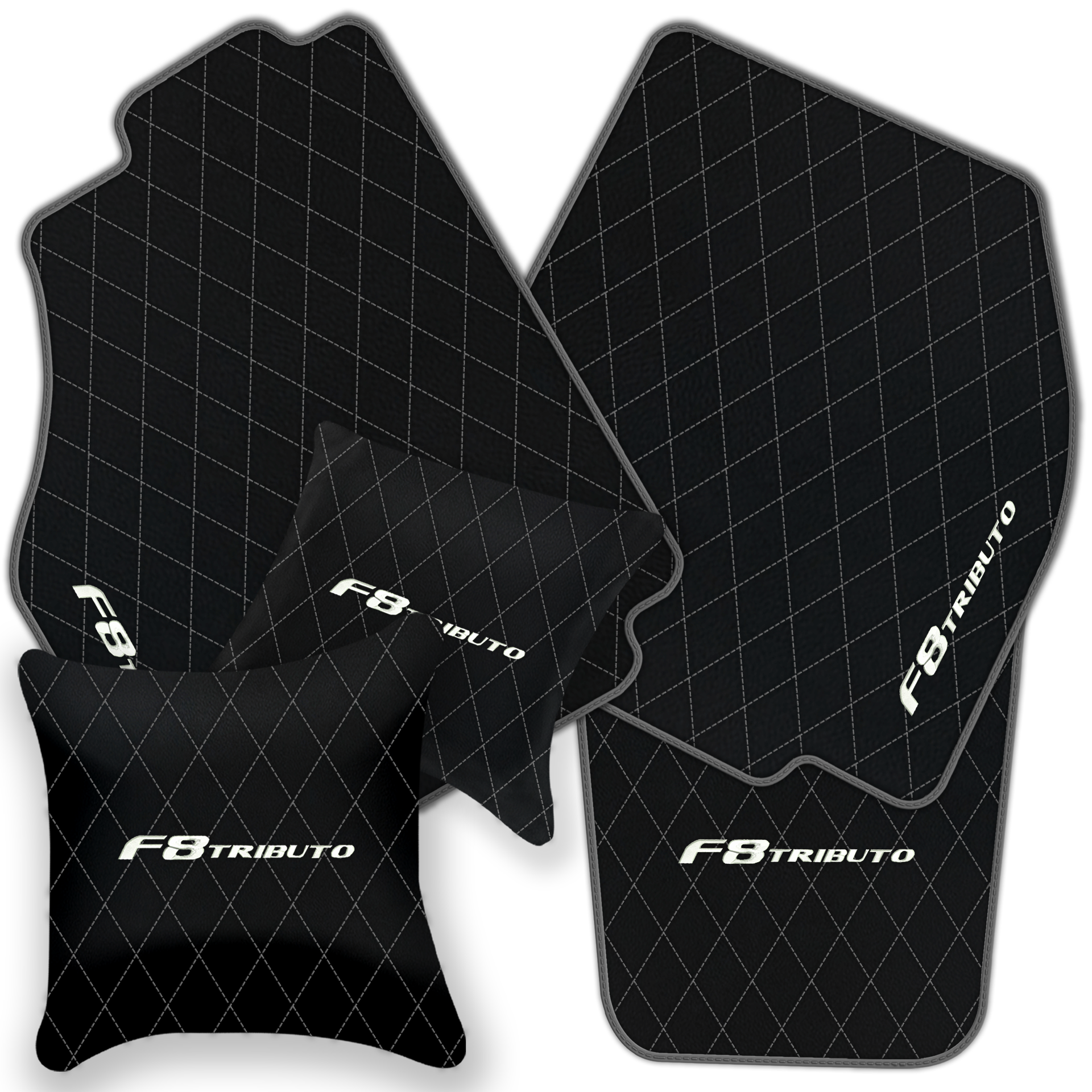 Premium Black Leather Floor Mats for Ferrari F8 Spider (2019-2023)