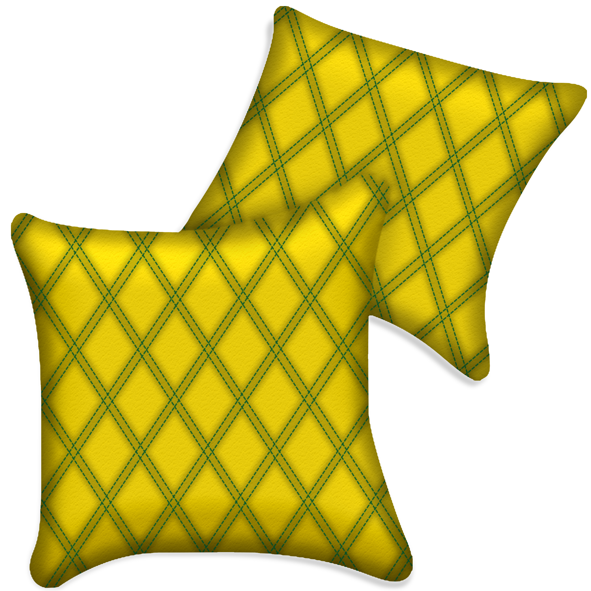 Customizable Yellow Leather Pillows Set of 2 for All Vehicles | Double Diamond Pattern