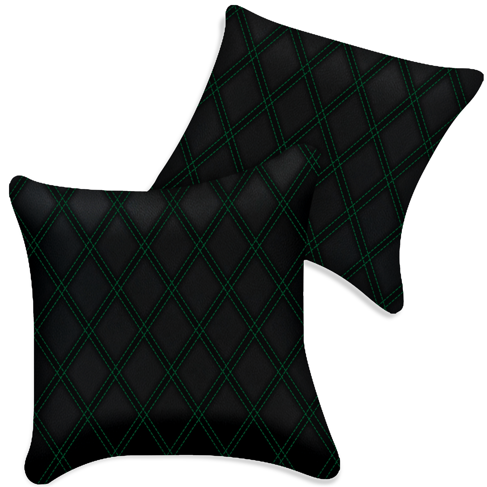Customizable Black Leather Pillows Set of 2 for All Vehicles | Double Diamond Pattern