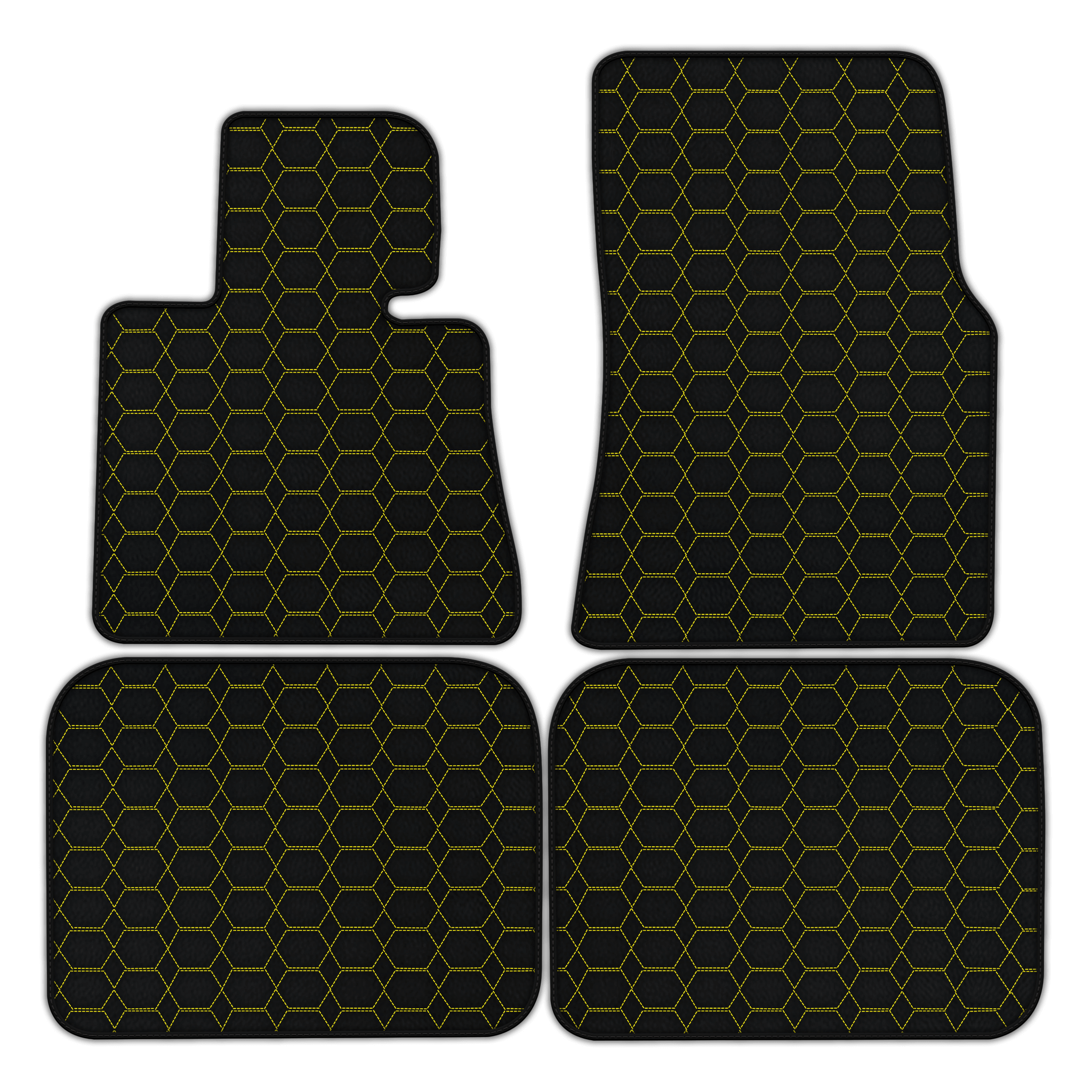 Customizable Leather Floor Mats with Hexagon Hex Pattern for Rolls Royce Phantom Sedan (2003-2016)