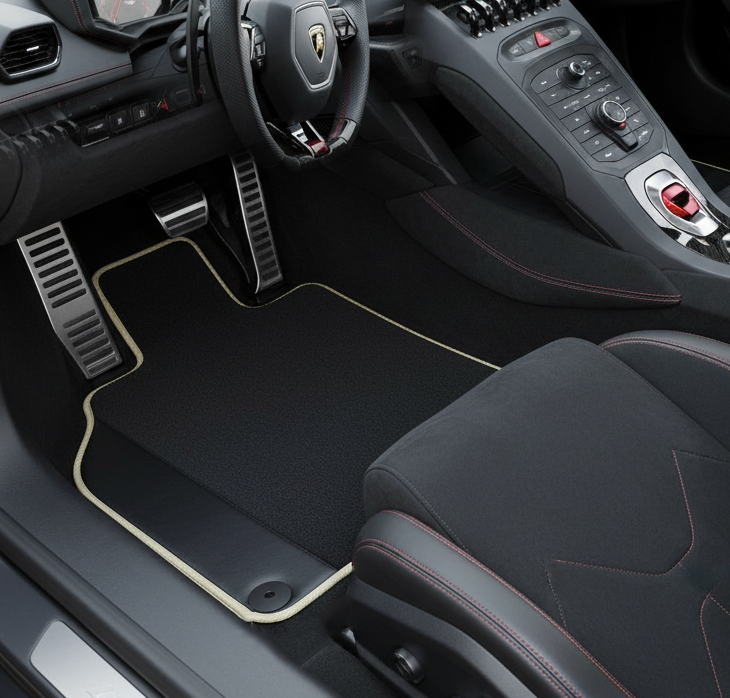 Customizable Leather Floor Mats with ER56 Pattern for Lamborghini Huracan EVO (2019-2024) - AutoWin