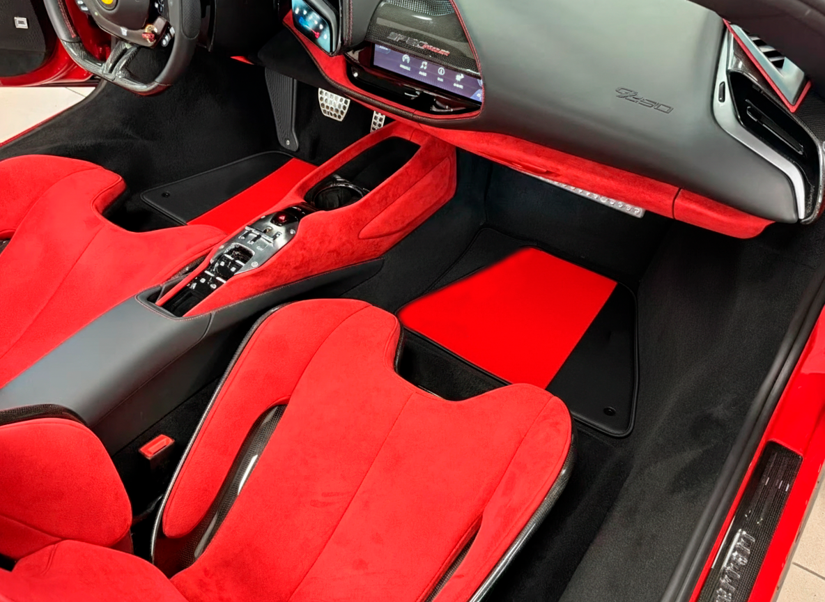 Customizable Floor Mats From Carpet With Leather for Ferrari SF90 Stradale (2019-2024) - AutoWin