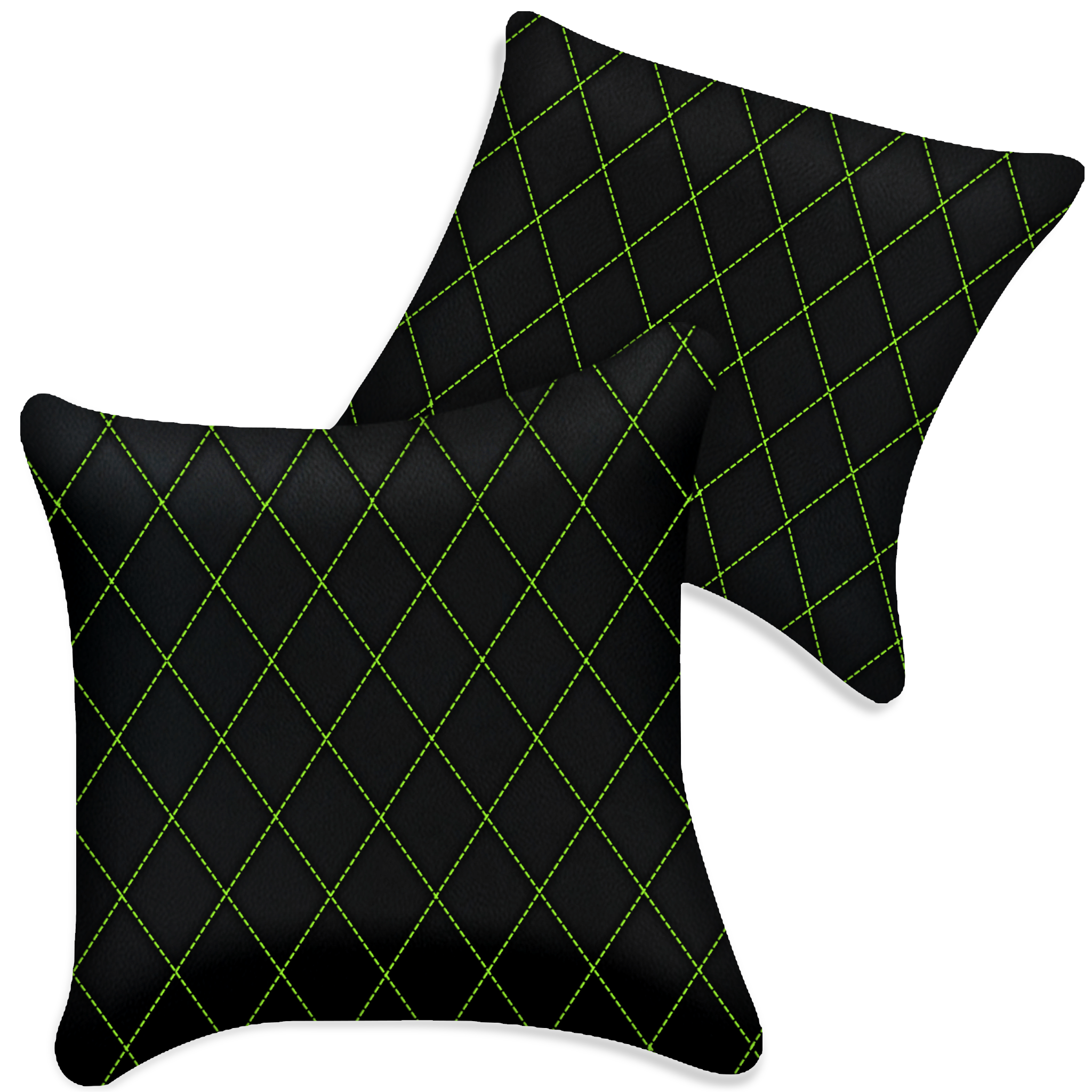 Customizable Black Leather Pillows Set of 2 for All Vehicles | Single Diamond Pattern