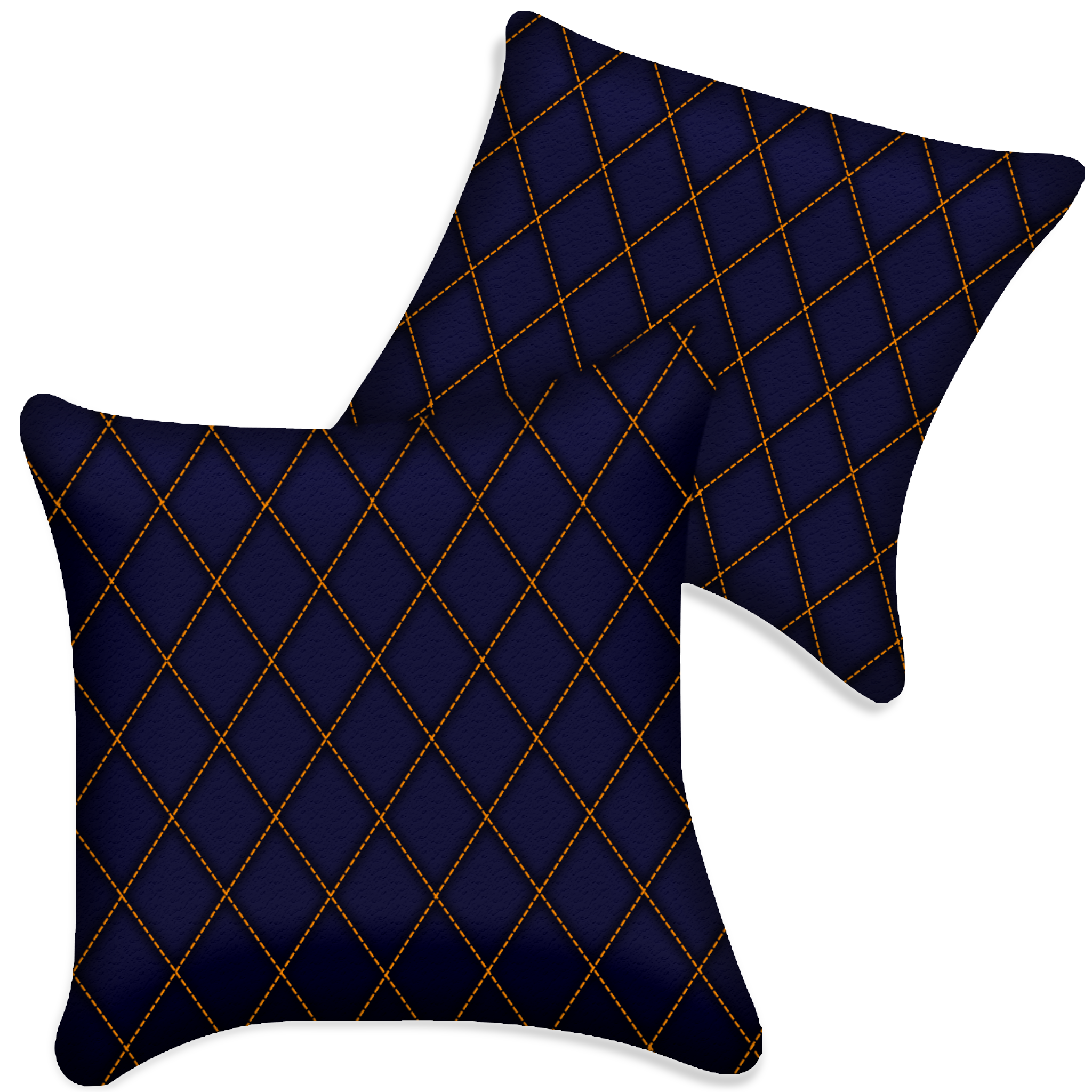 Customizable Dark Blue Leather Pillows Set of 2 for All Vehicles | Single Diamond Pattern