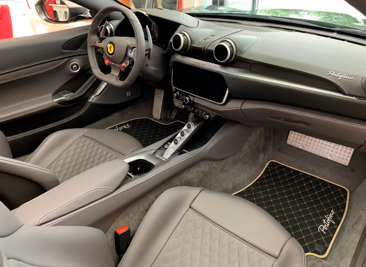 Customizable Floor Mats From Carpet With Leather for Ferrari Portofino (2018-2023) - AutoWin