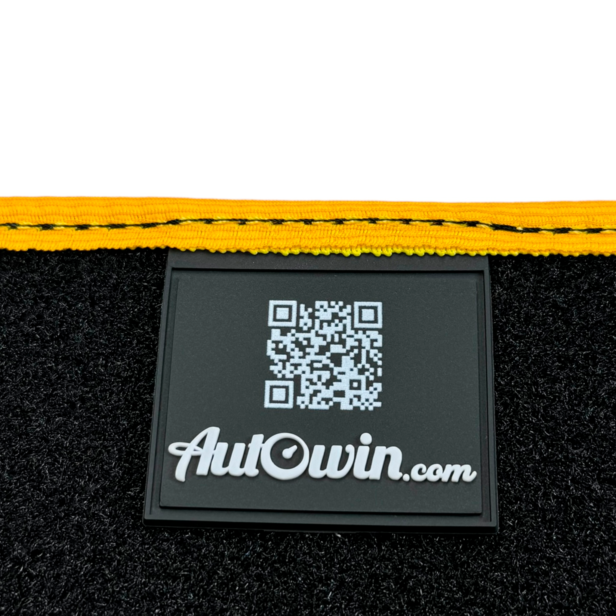 Black Floor Mats for Porsche Taycan (2019-2023) with Leather | Yellow Trim