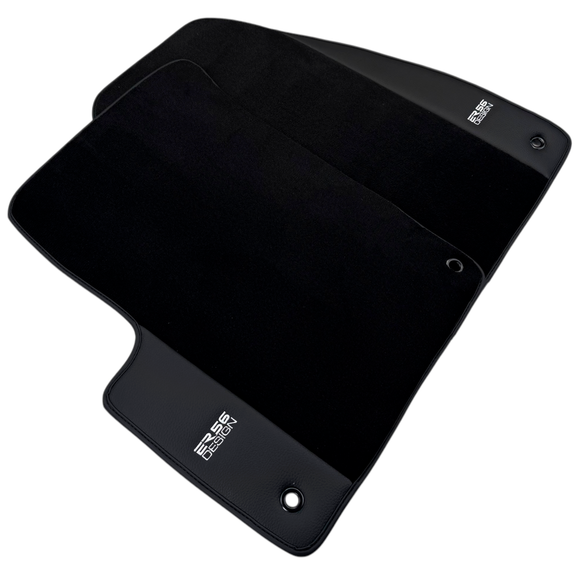 ER56 Design Black Floor Mats for Chevrolet Aveo T300 (2012-2020) with Leather