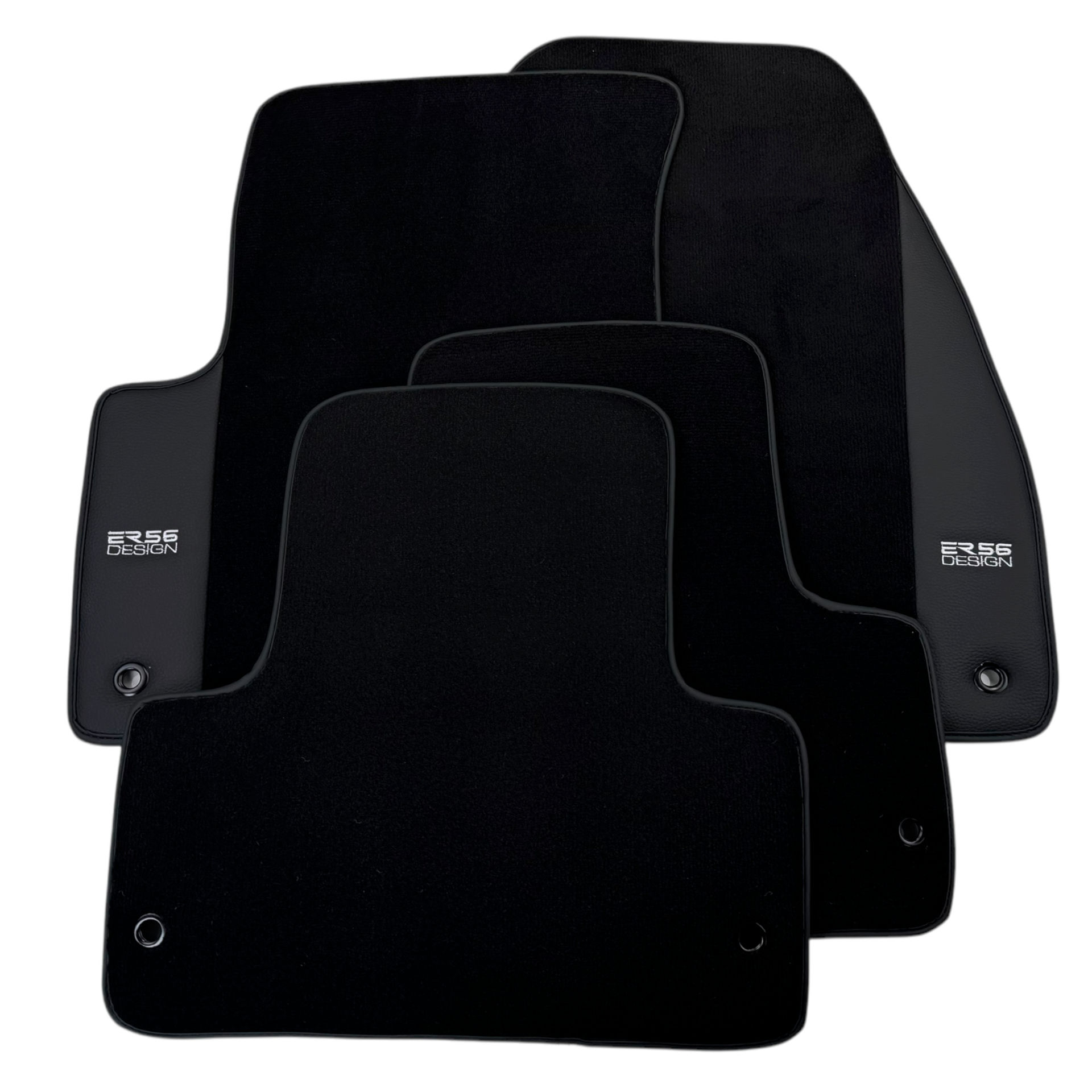 ER56 Design Black Floor Mats for Lincoln Town Car (1980-2011) with Leather