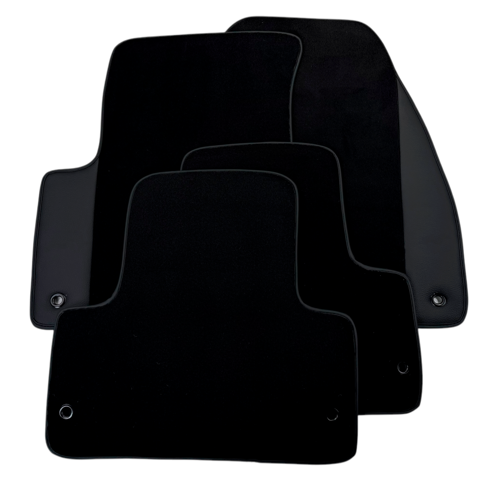 Black Floor Mats for Jeep Grand Cherokee WK2 (2011-2023) Double Fixation with Leather | AutoWin