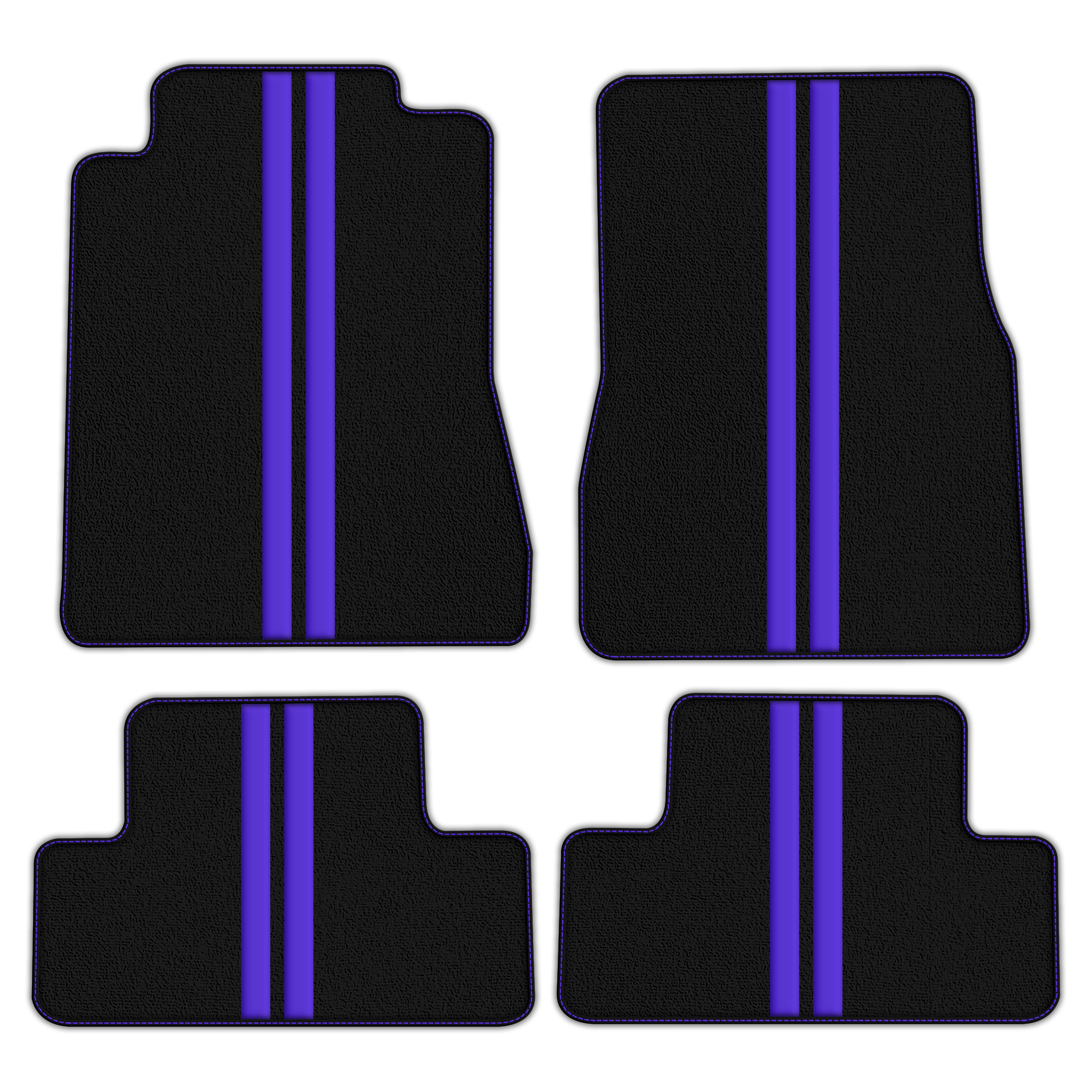 Black Floor Mats with Leather Line for Ford Mustang V FL (2011-2014) - Various Colors