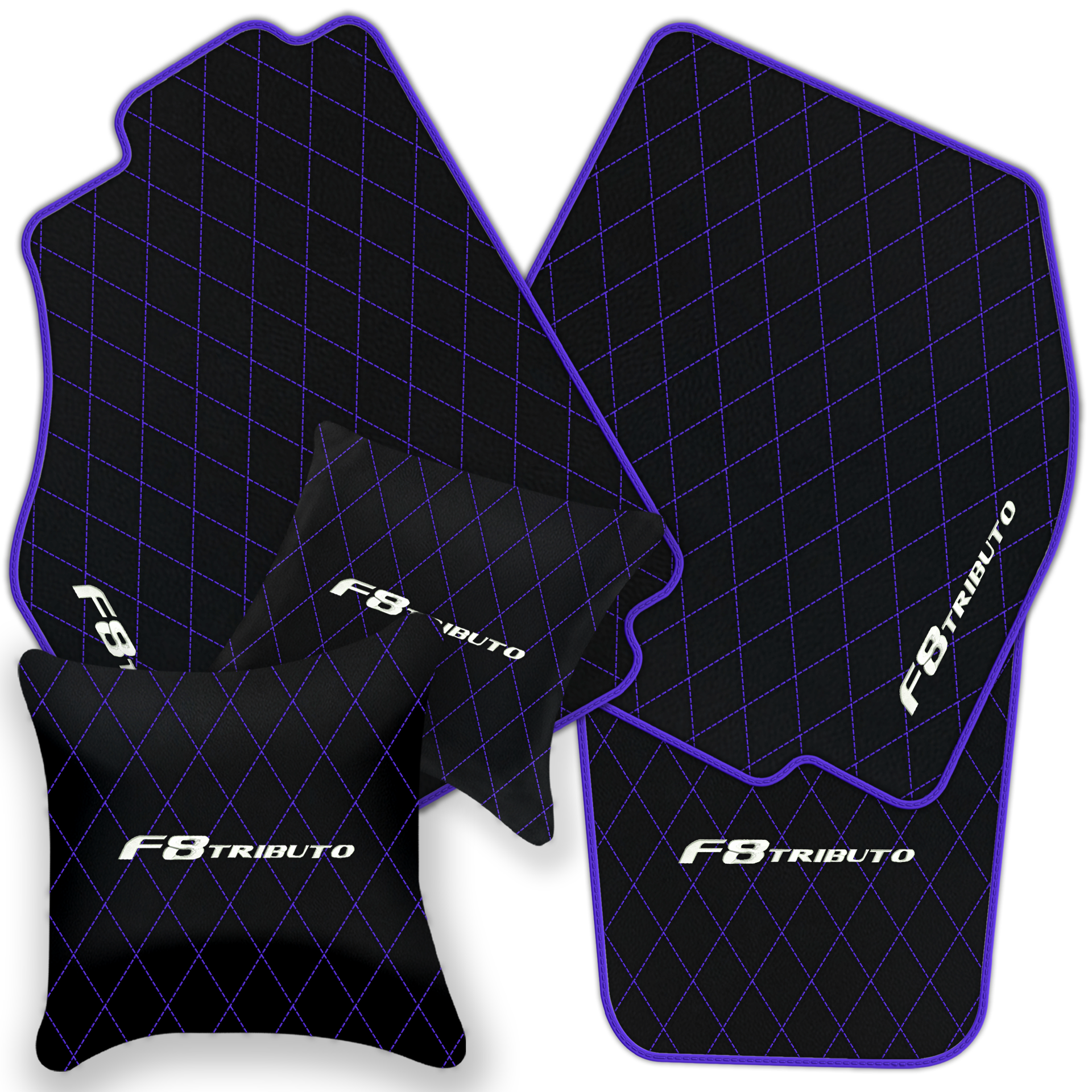 Premium Black Leather Floor Mats for Ferrari F8 Spider (2019-2023)