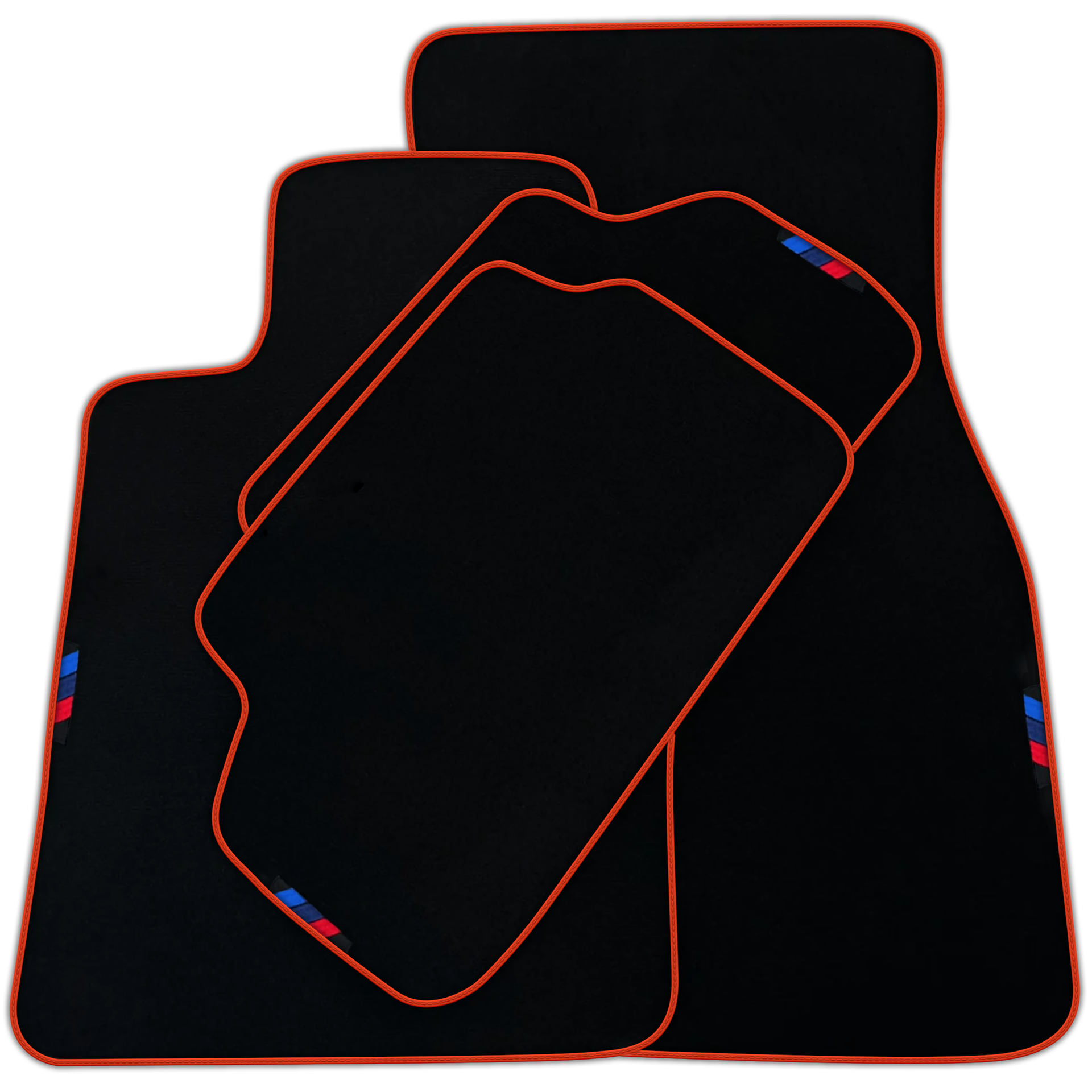Black Floor Mats For BMW 7 Series G11 | Orange Trim AutoWin Brand | Various Trim Colors