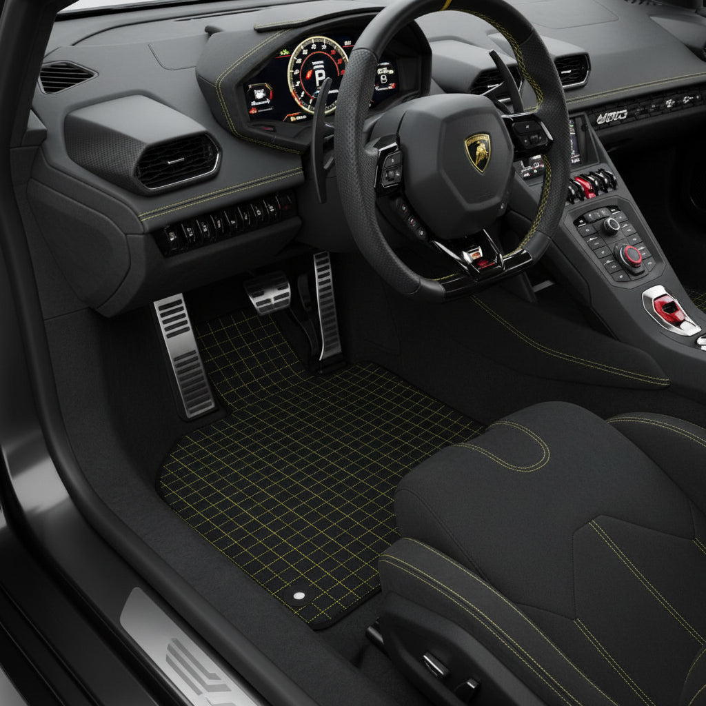 Customizable Leather Floor Mats with ER56 Pattern for Lamborghini Huracan EVO (2019-2024) - AutoWin