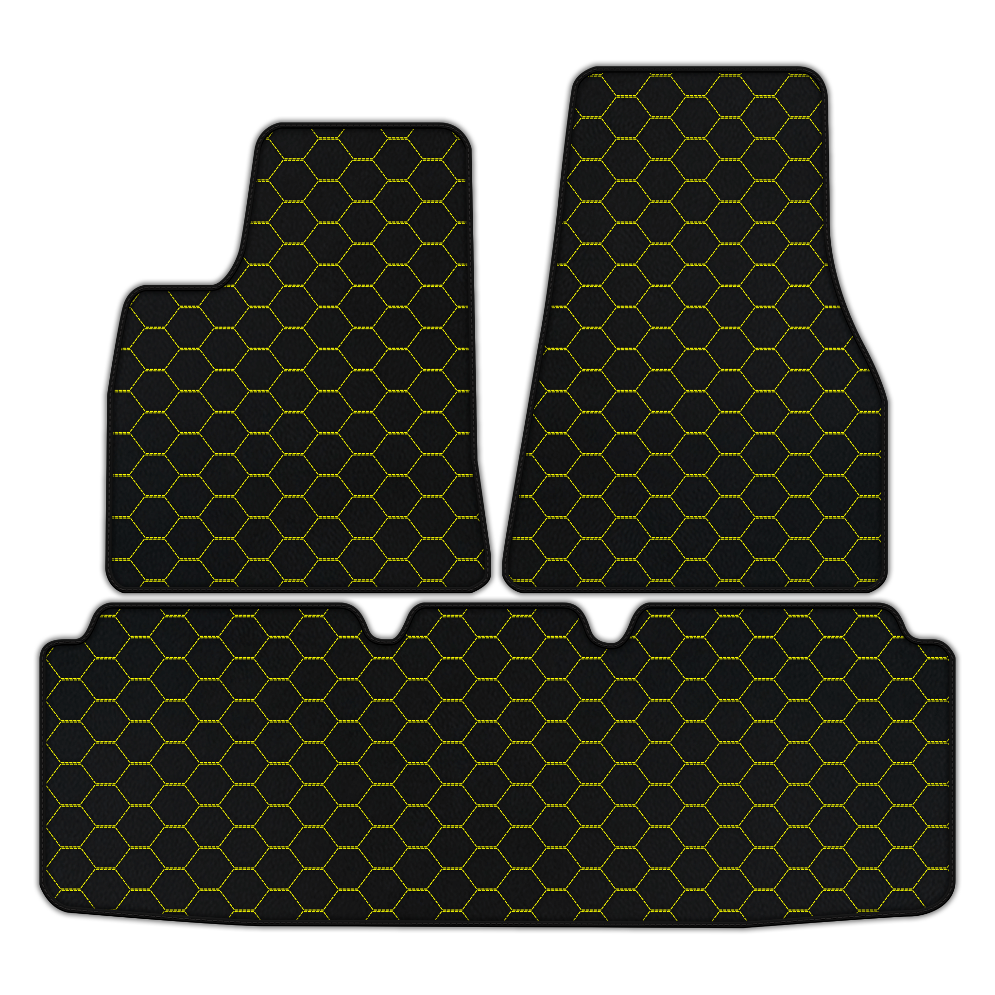 Customizable Leather Floor Mats with Symmetrical Hex Pattern for Tesla Model S (2012-2023)
