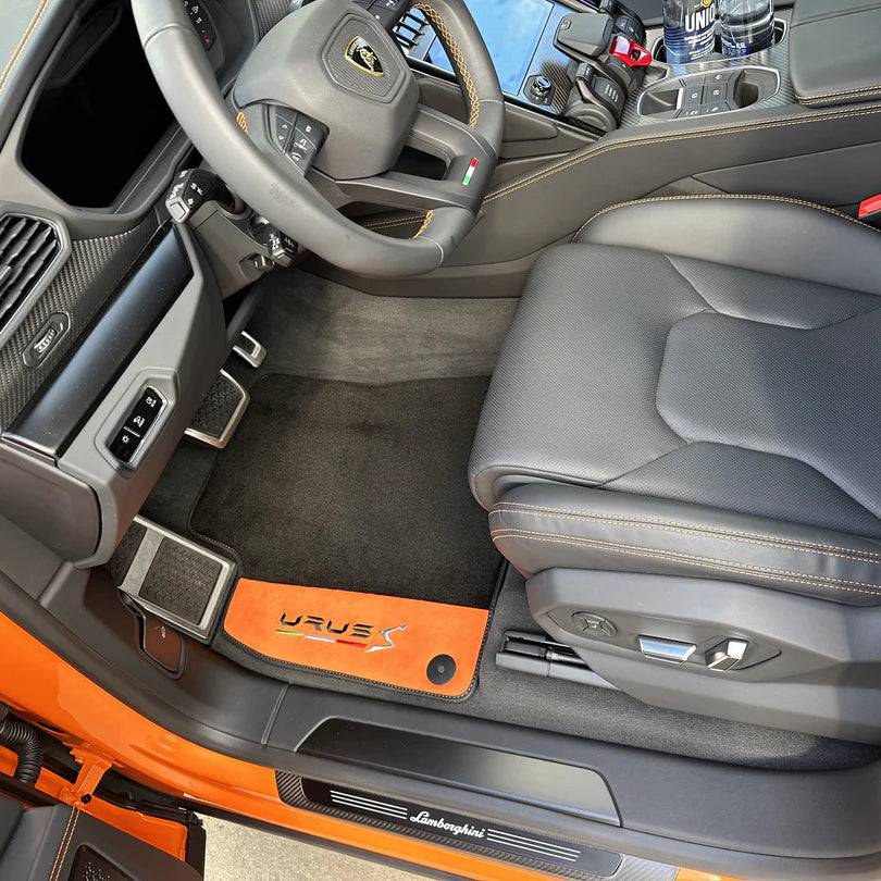 Customizable Orange Leather Pillows Set of 2 for All Vehicles | Double Diamond Pattern - ER56 Design