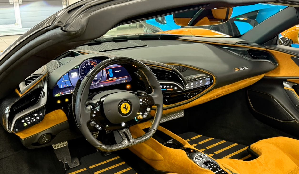 Customizable Floor Mats From Carpet With Leather for Ferrari SF90 Stradale (2019-2024) - AutoWin