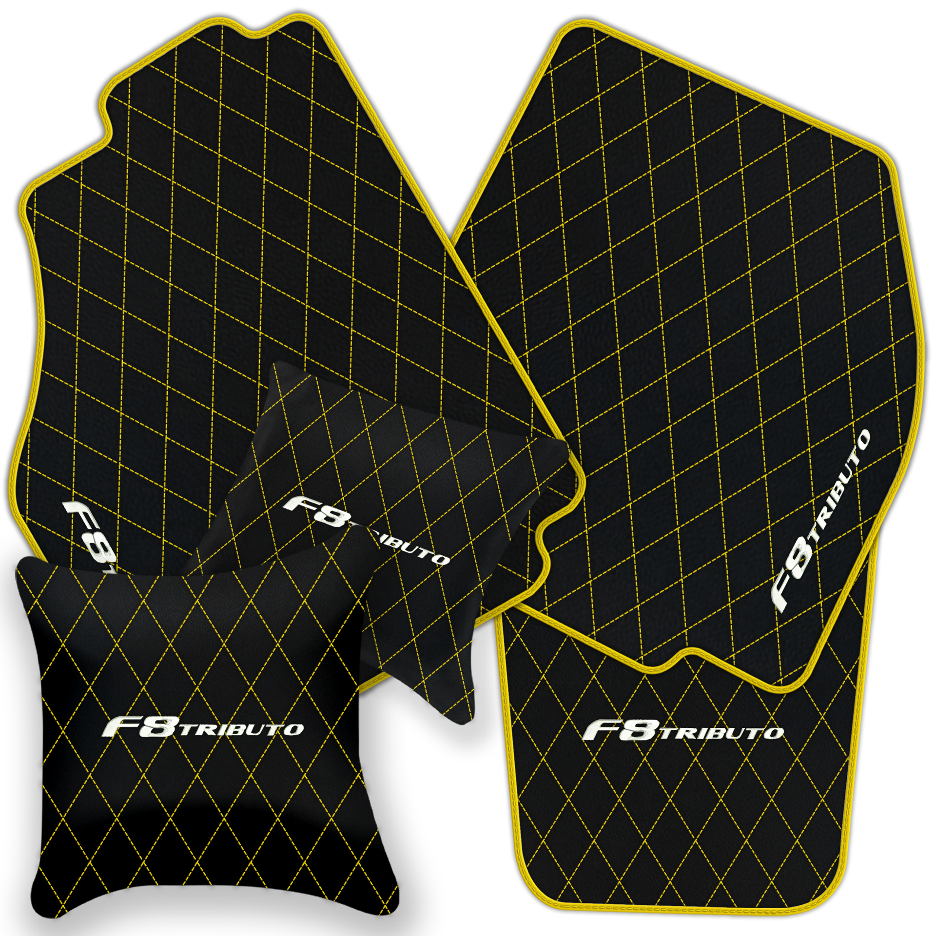 Premium Black Leather Floor Mats for Ferrari F8 Spider (2019-2023)