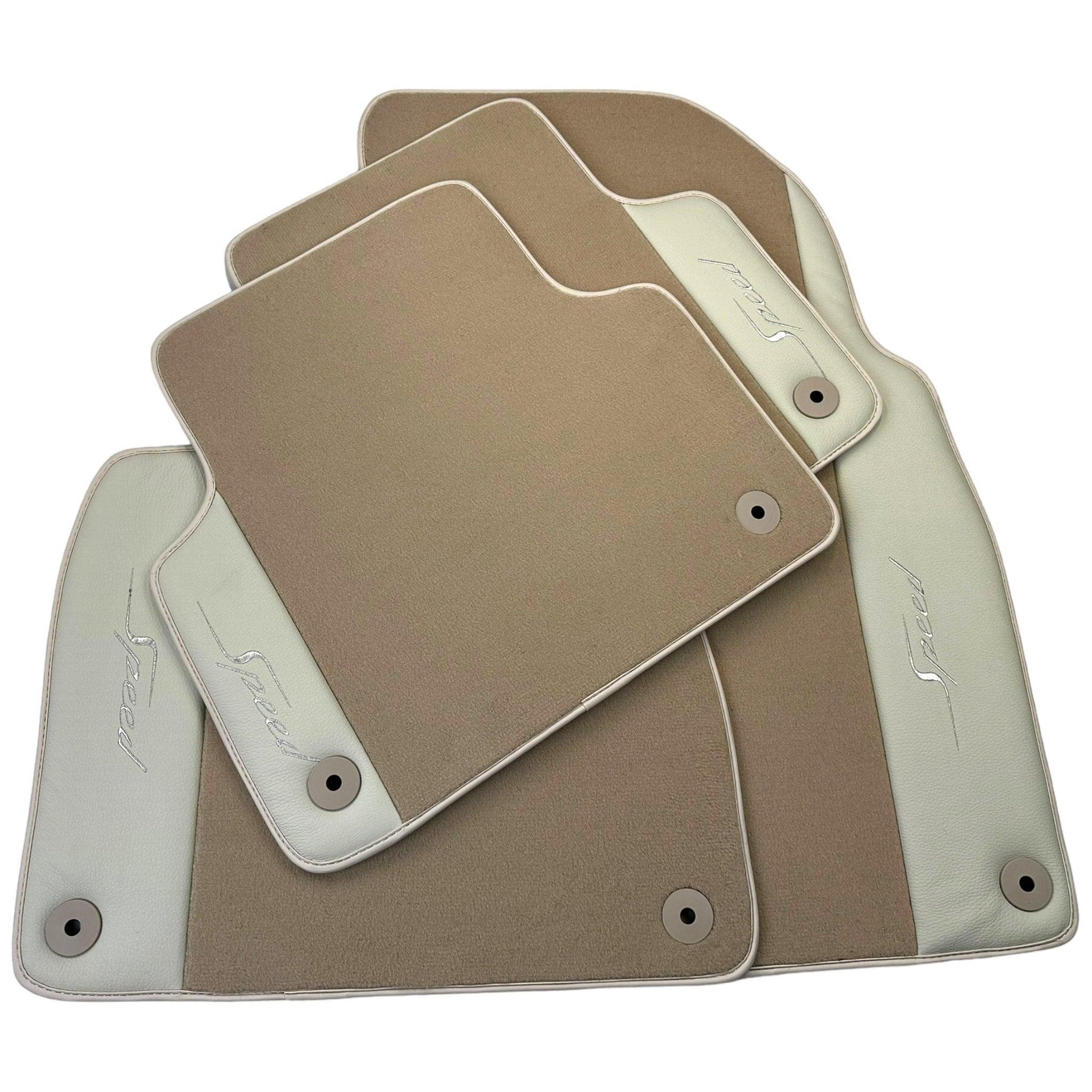 Beige Floor Mats for Bentley Bentayga (2015-2023) with Leather - AutoWin