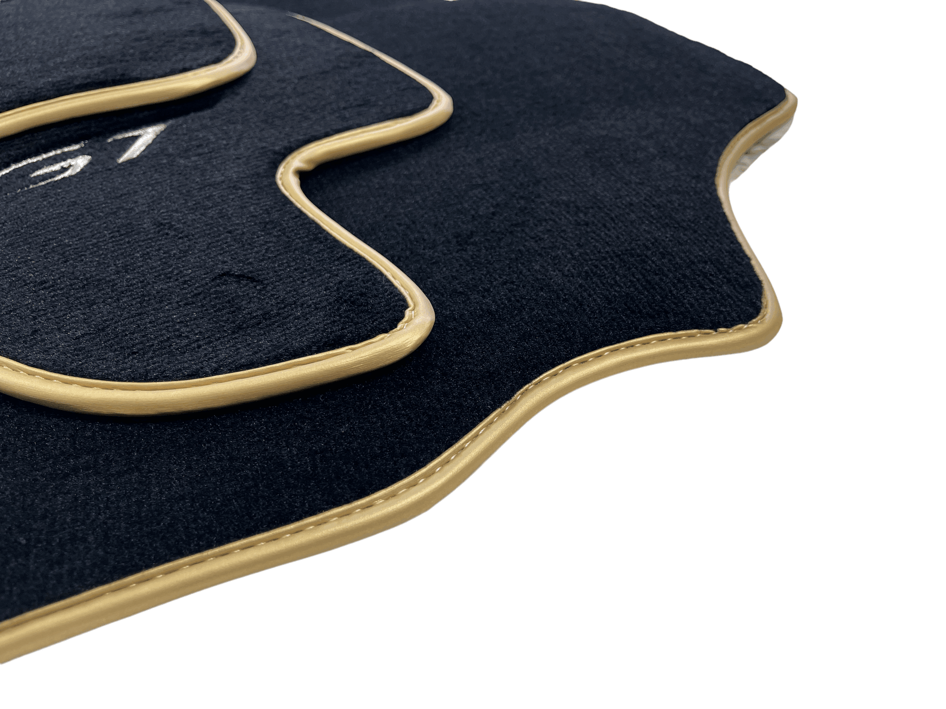Black Floor Mats For Bentley Continental GT (2011–2018) With Gold Color Trim - AutoWin