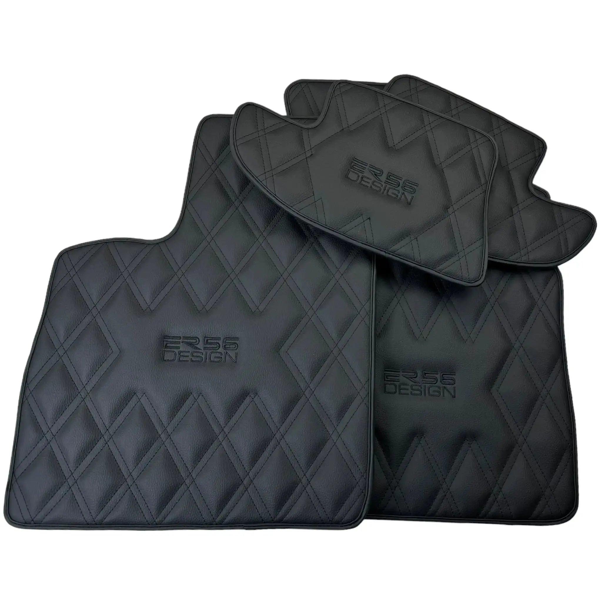 Black Floor Mats for Bentley Continental GTC (2006–2011) with Leather | ER56 Design - AutoWin