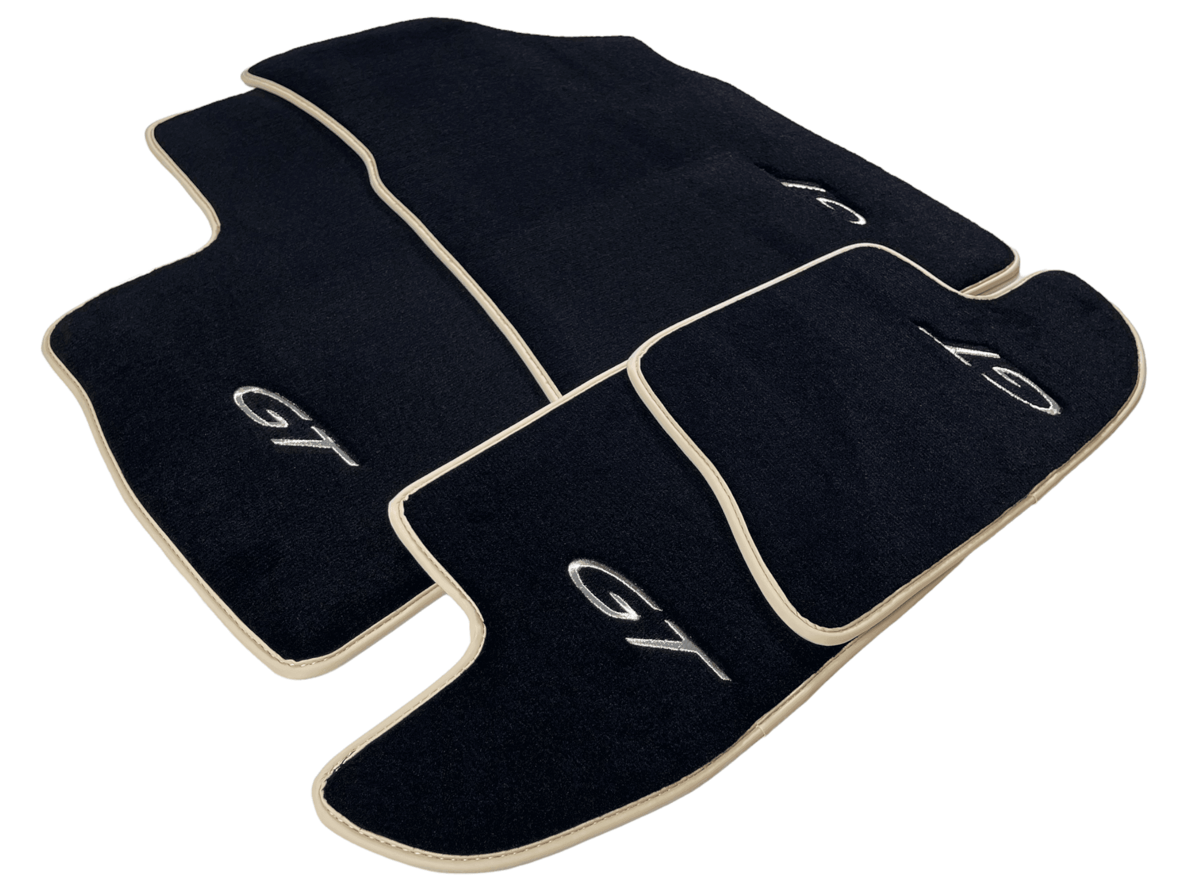 Black Floor Mats For Bentley Continental GTC (2011-2018) With Beige Trim - AutoWin