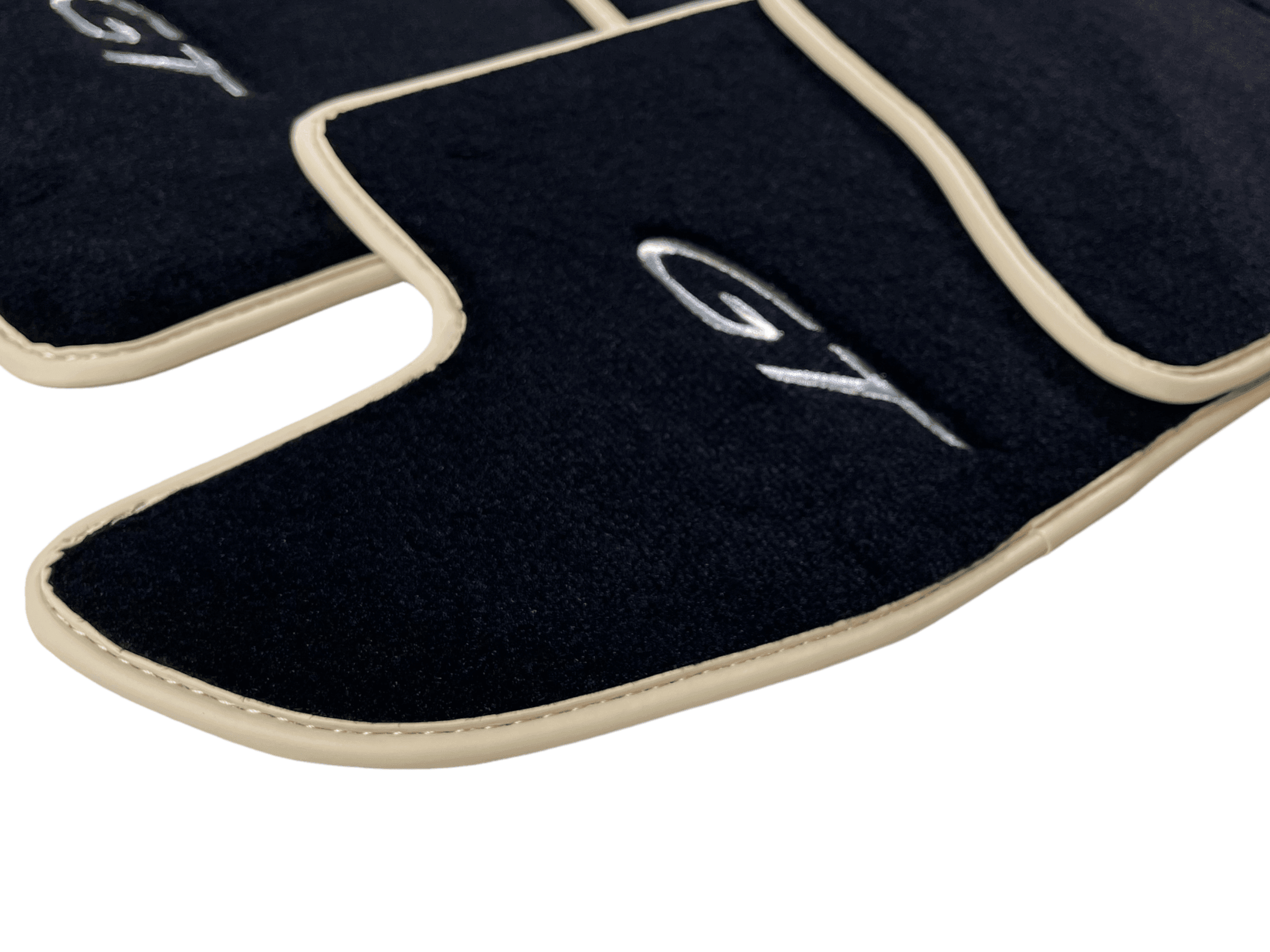 Black Floor Mats For Bentley Continental GTC (2011-2018) With Beige Trim - AutoWin