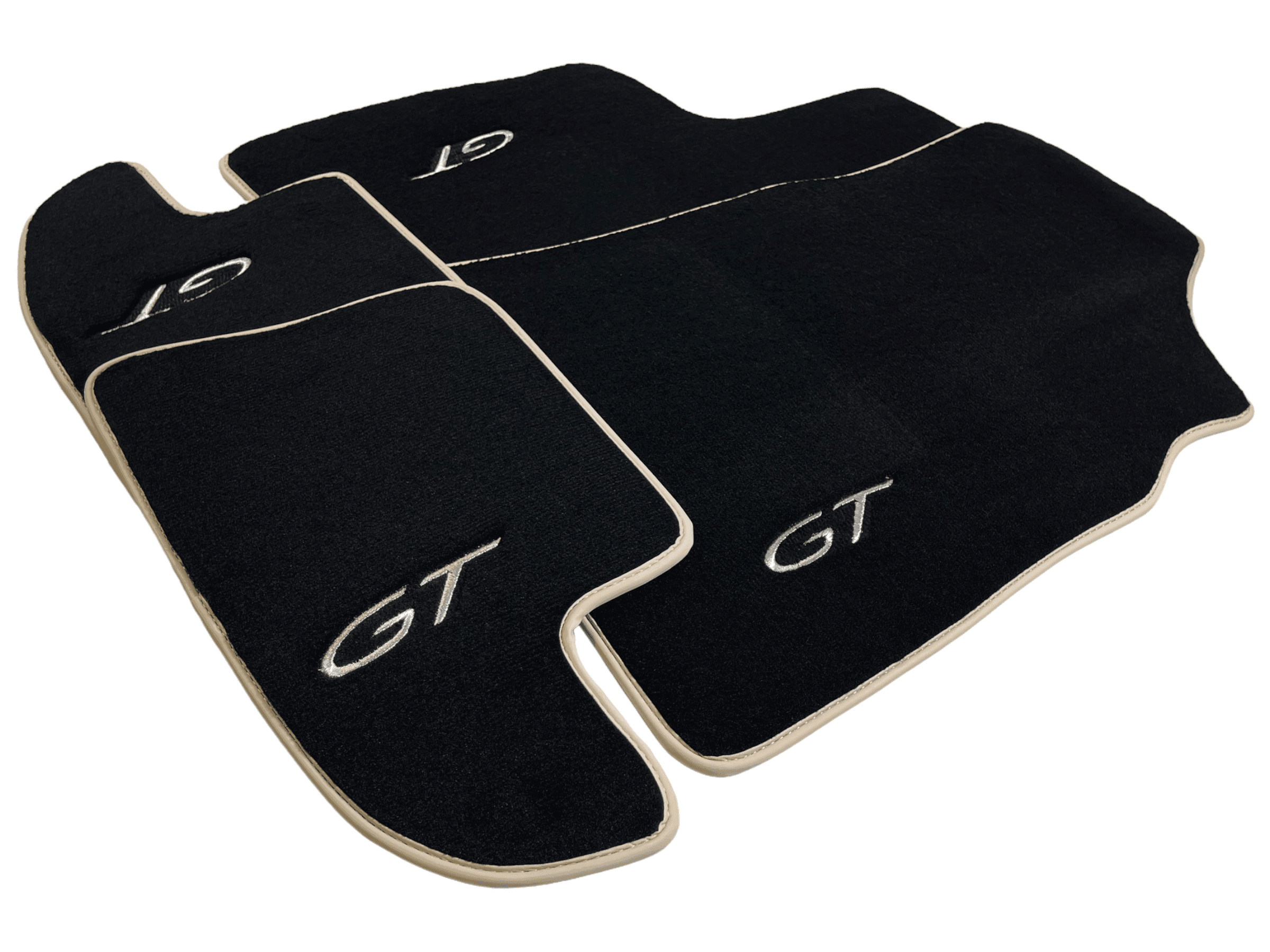 Black Floor Mats For Bentley Continental GTC (2011-2018) With Beige Trim - AutoWin