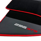 Black Floor Mats for Ferrari 296 GTB (2022-2024) with Leather and Red Trim - AutoWin