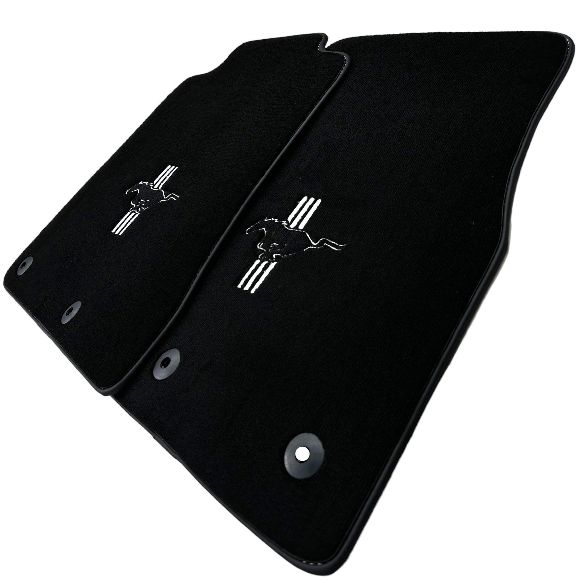 Black Floor Mats For Ford Mustang V FL (2011-2014) With Pony - AutoWin