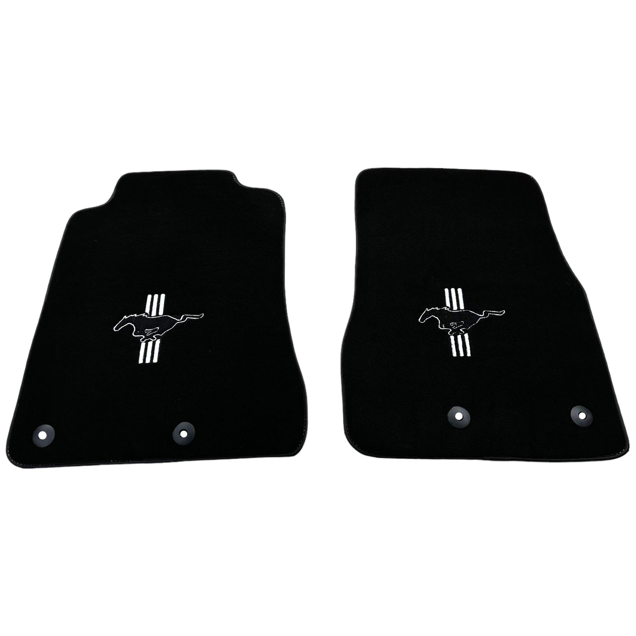 Black Floor Mats For Ford Mustang V FL (2011-2014) With Pony - AutoWin