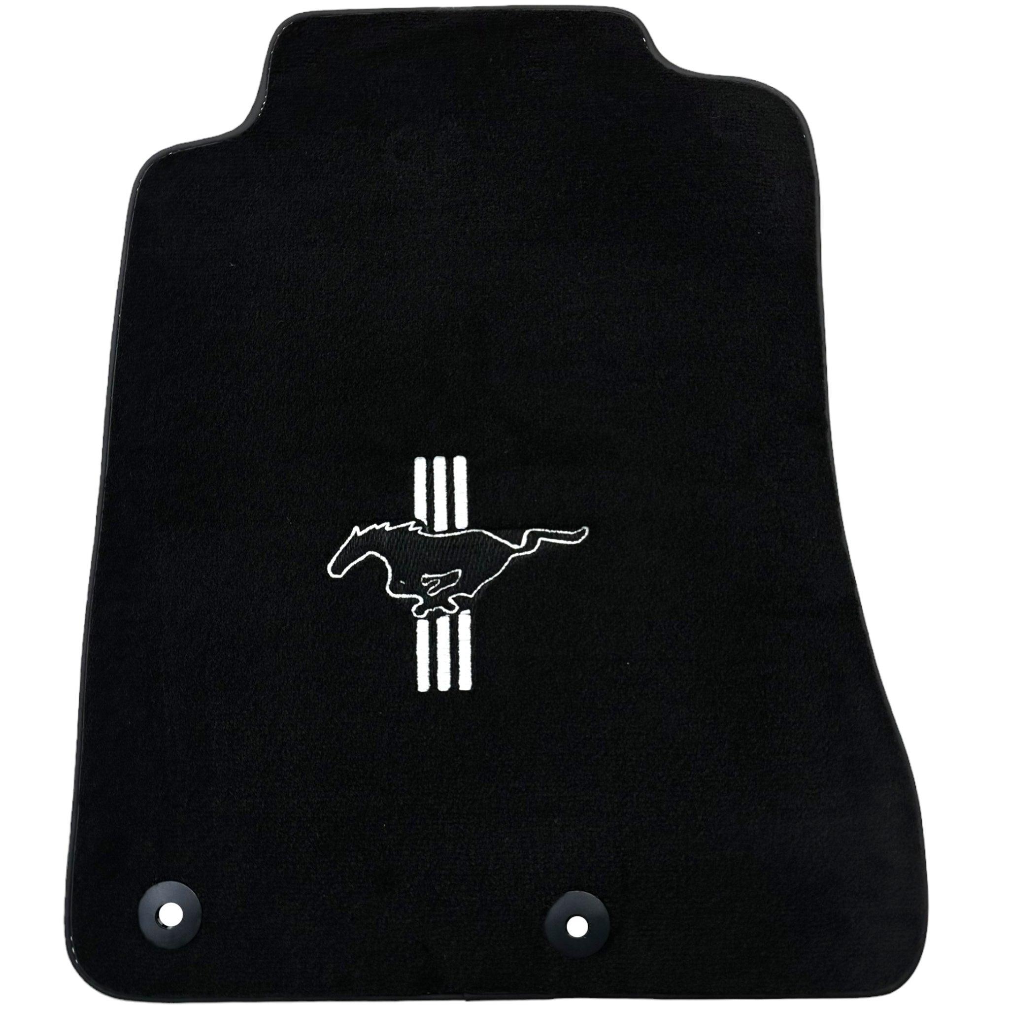 Black Floor Mats For Ford Mustang V FL (2011-2014) With Pony - AutoWin