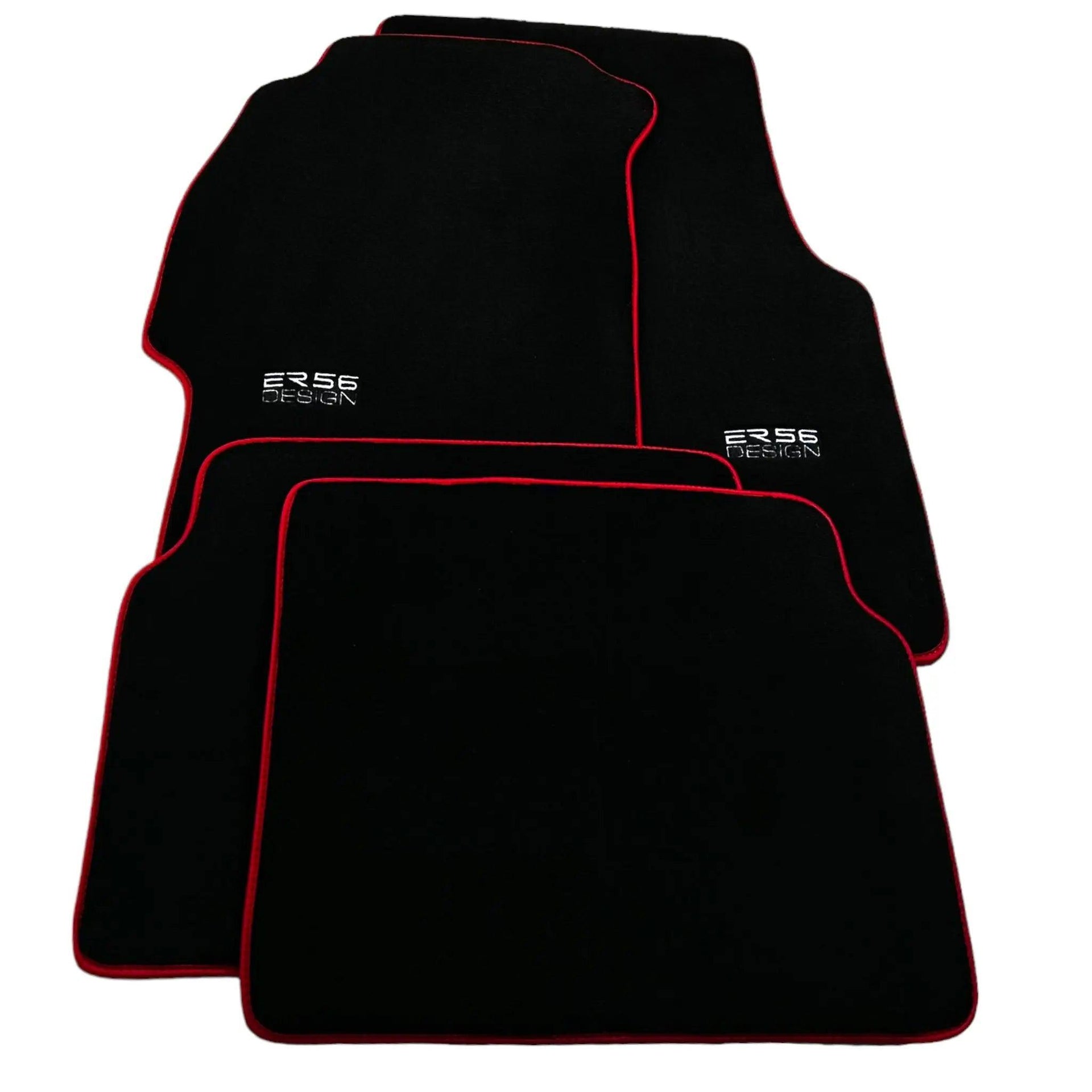 Black Floor Mats For Honda Civic VI (1995-2000) ER56 Design with Red Trim - AutoWin