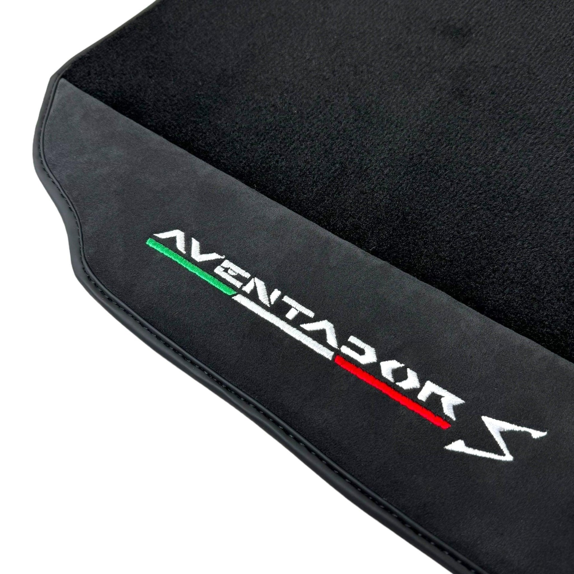 Black Floor Mats for Lamborghini Aventador S with Alcantara Leather - AutoWin