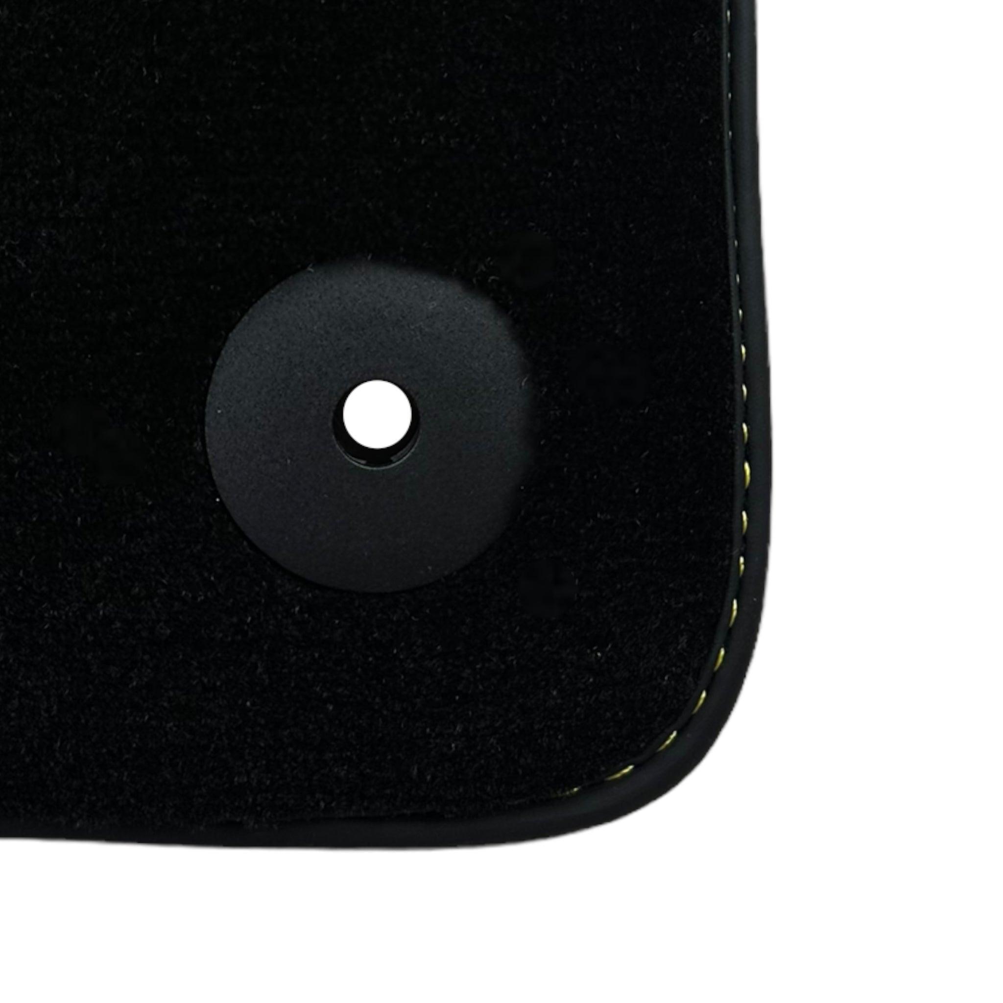 Black Floor Mats for Lamborghini Aventador with Yellow (Giallo Taurus) Nappa Leather - AutoWin